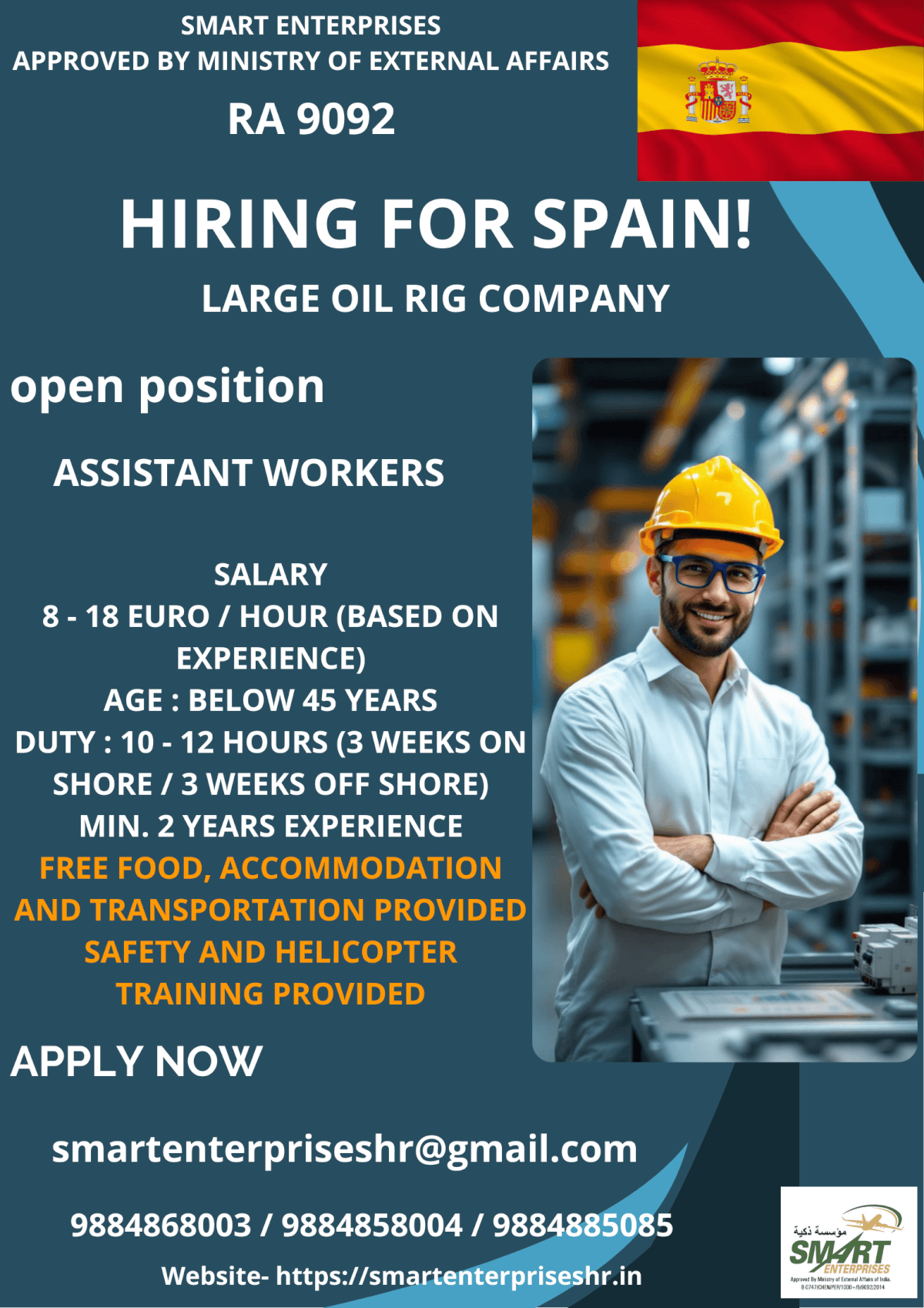 URGENT REQUIREMENT FOR SPAIN