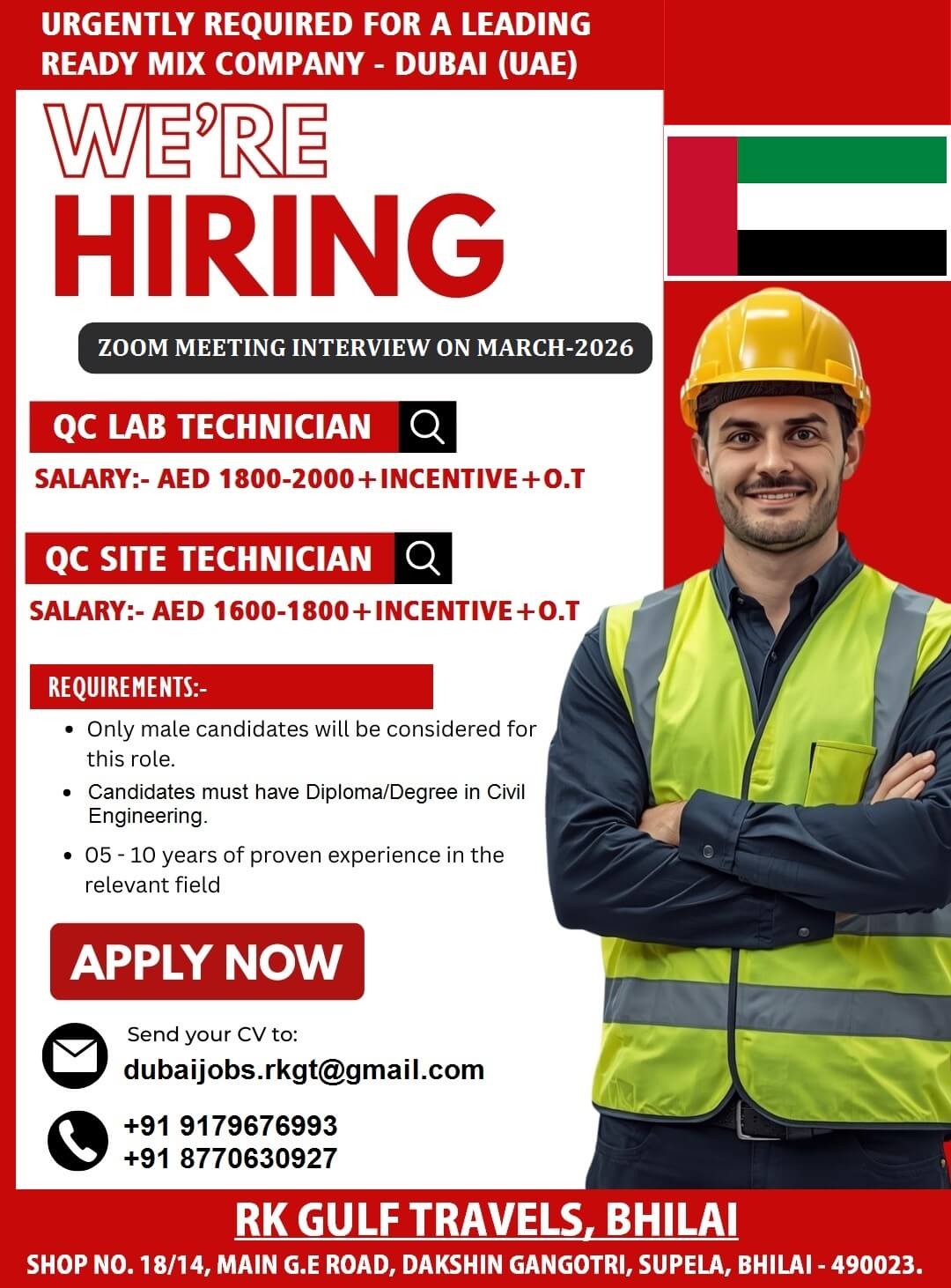 HIRING FOR A LEADING READY MIX COMPANY - DUBAI (UAE).
