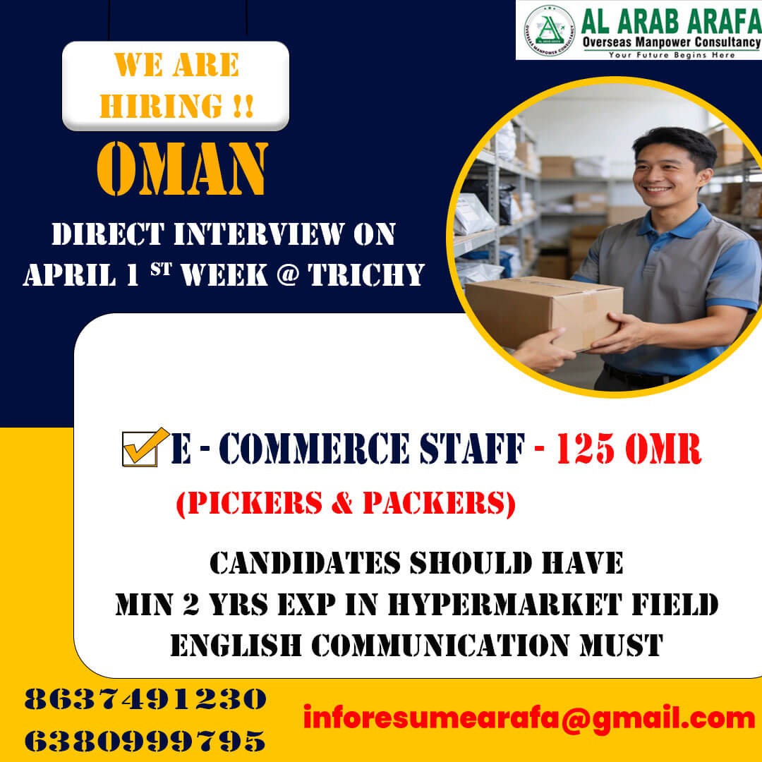 DIRECT INTERVIEW ON 1ST WEEK APRIL @ TRICHY