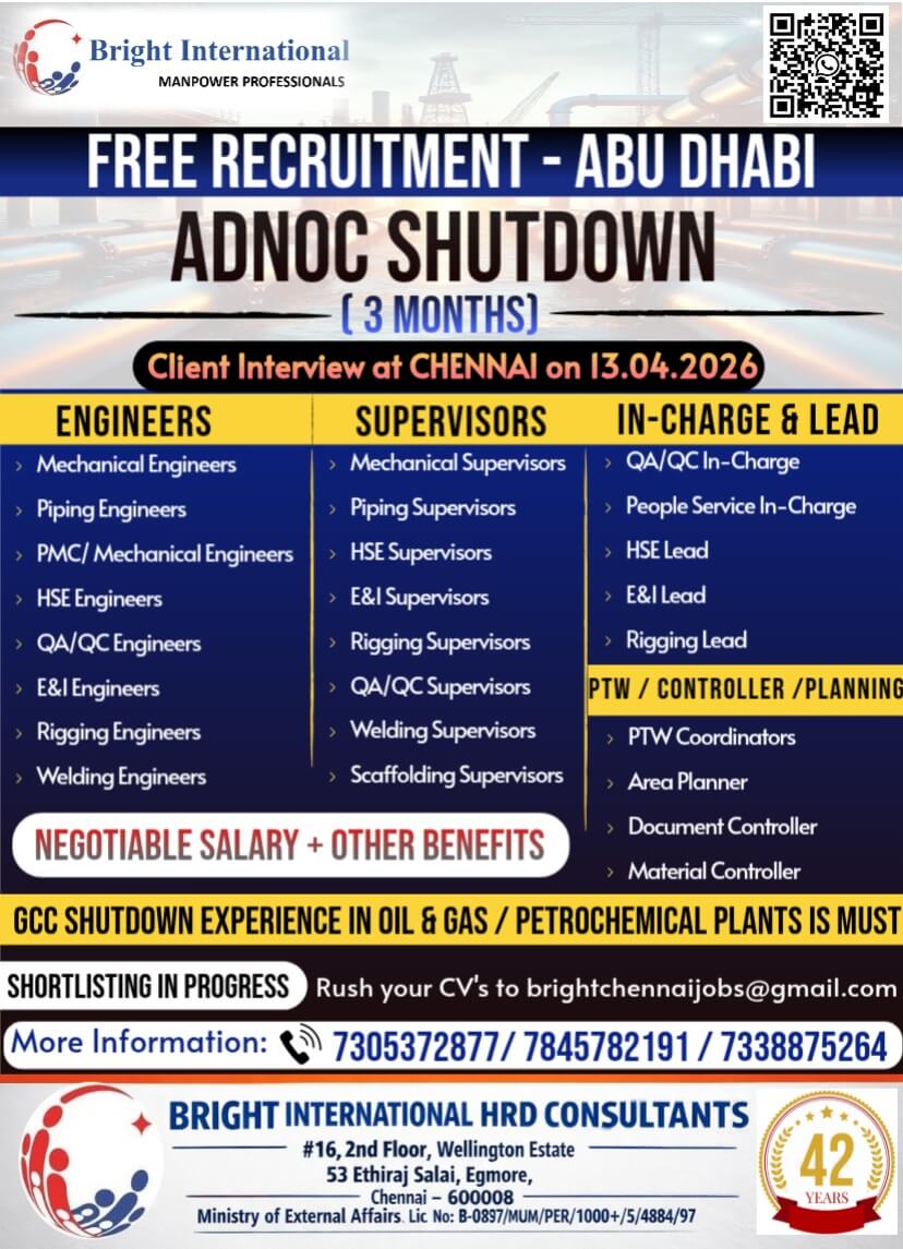 FREE REQUIREMENT - ADNOC SHUTDOWN (3 MONTHS)