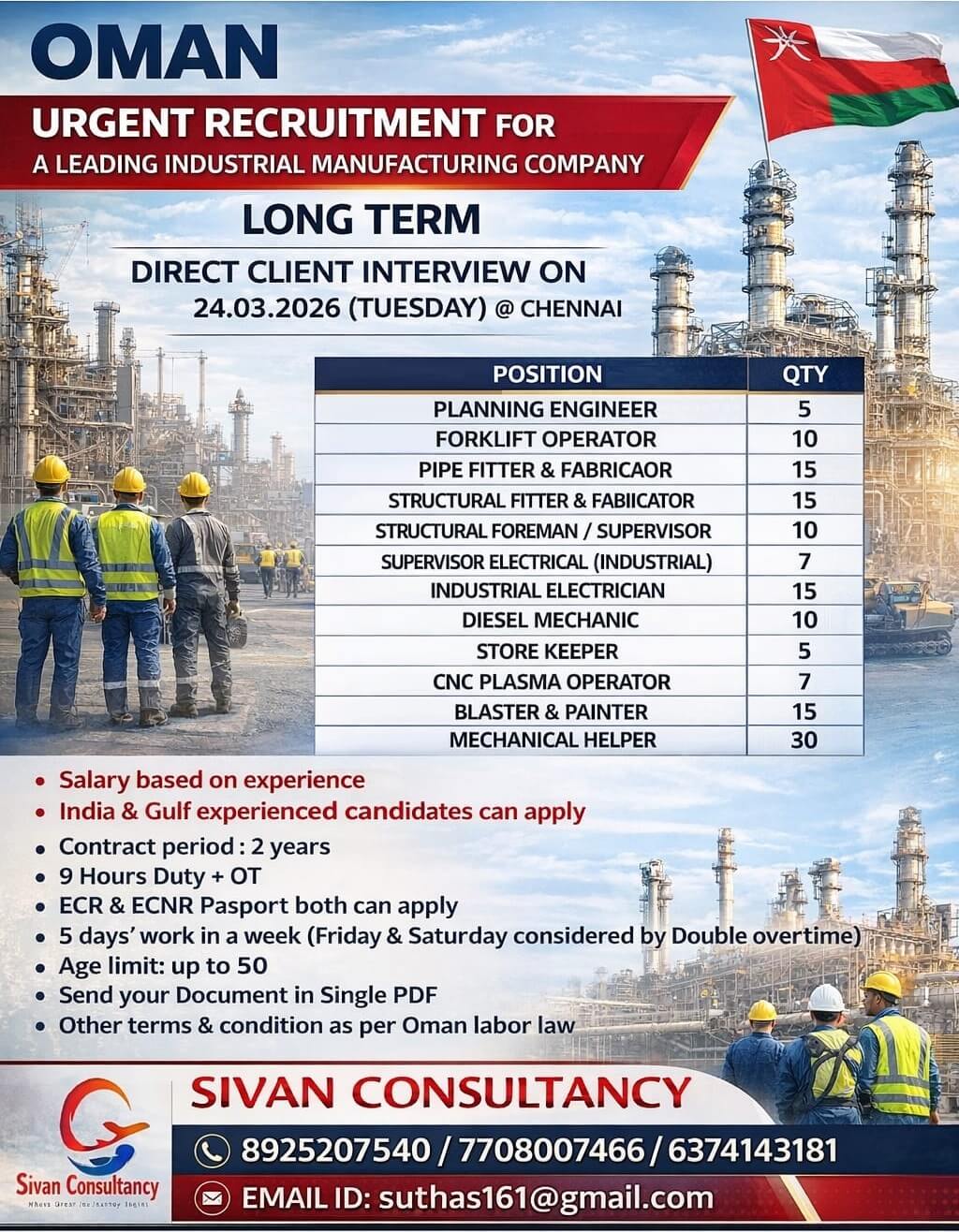 Urgent requirement oman
