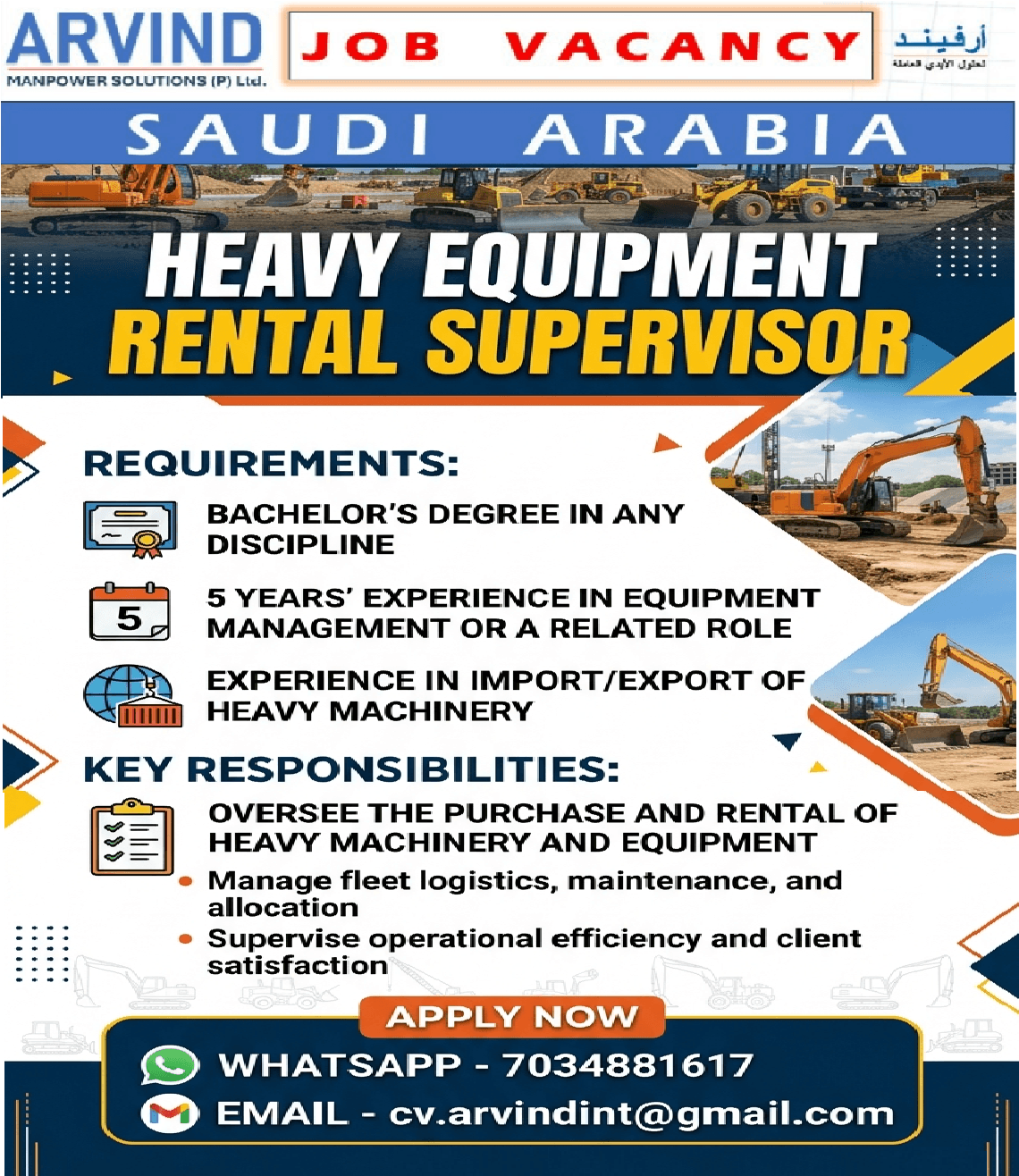 Heavy Equipment Rental Supervisor
