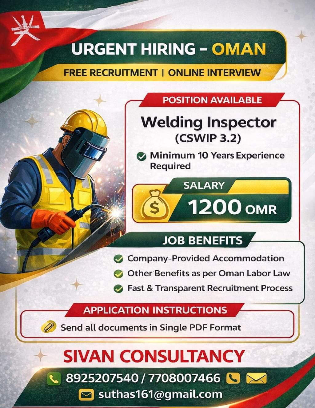 FREE RECRUITMENT FOR OMAN - ONLINE INTERVIEW - LONG TERM