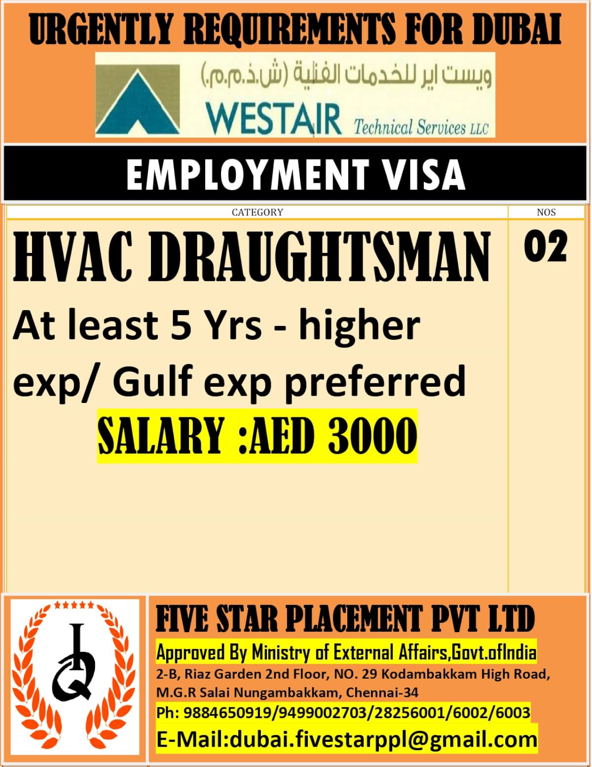 URGENT REQUIREMENT FOR DUBAI