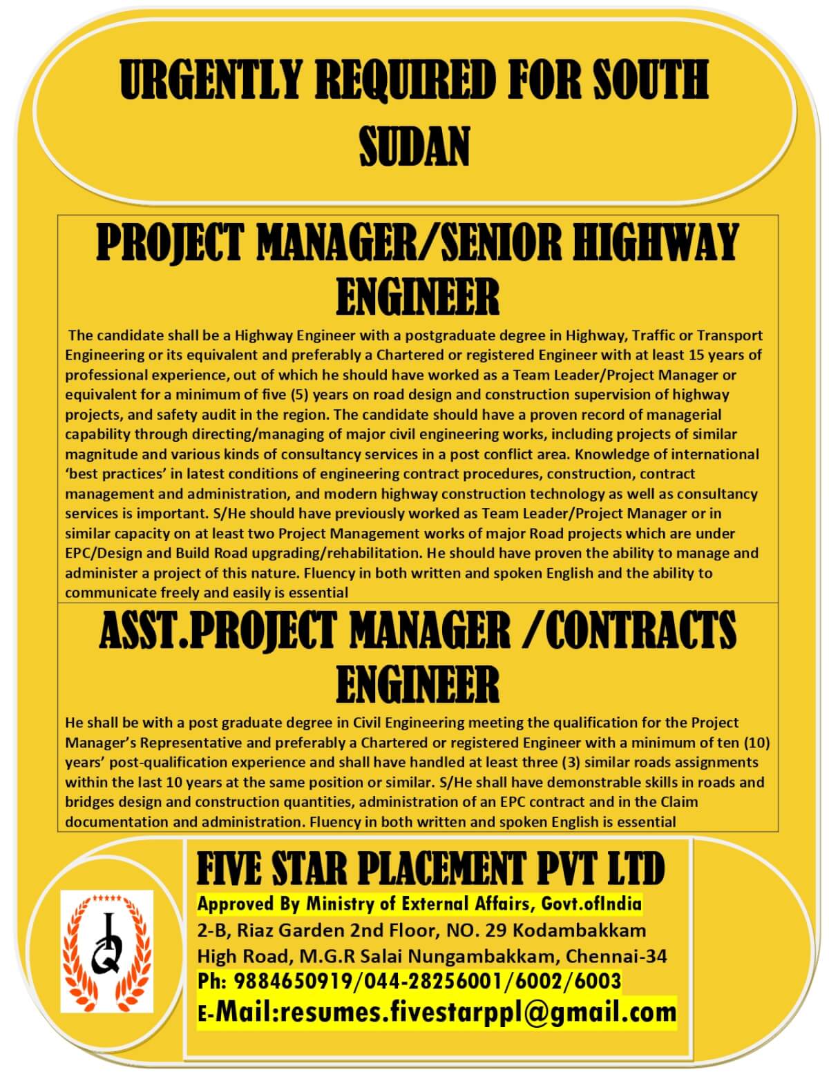 URGENT REQUIREMENT FOR SOUTH SUDAN URGENT REQUIREMENT FOR SOUTH SUDAN