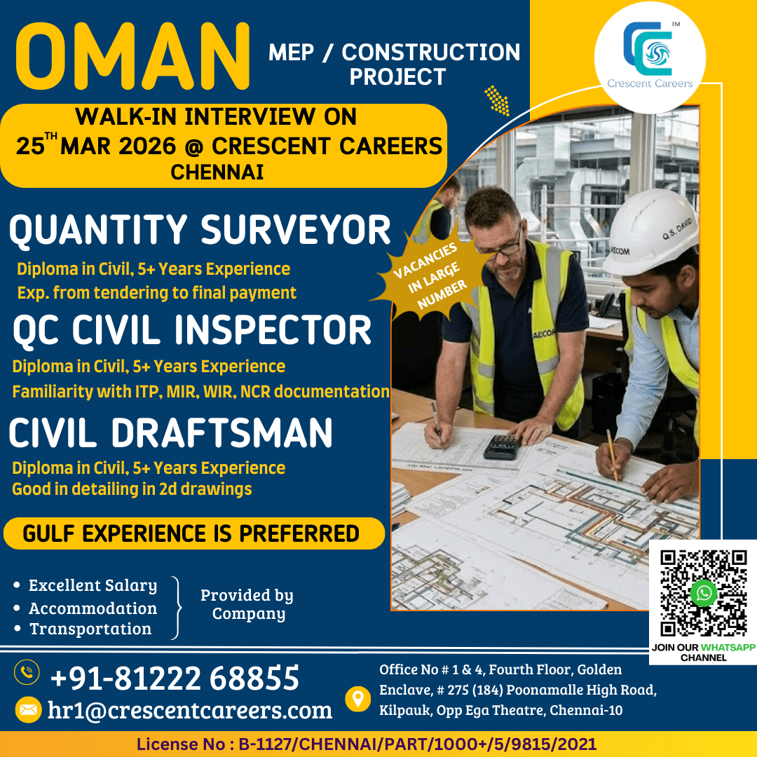 QUANTITY SURVEYOR / QC CIVIL INSPECTOR / CIVIL DRAFTSMAN