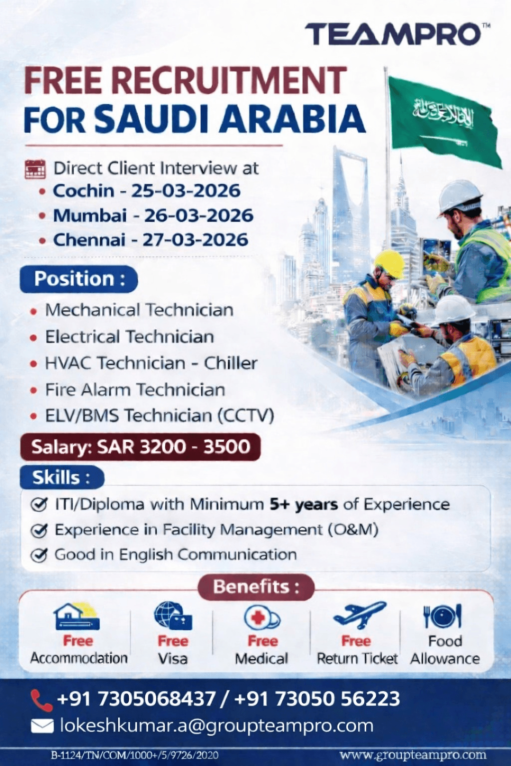 Free recruitment - Saudi Arabia.