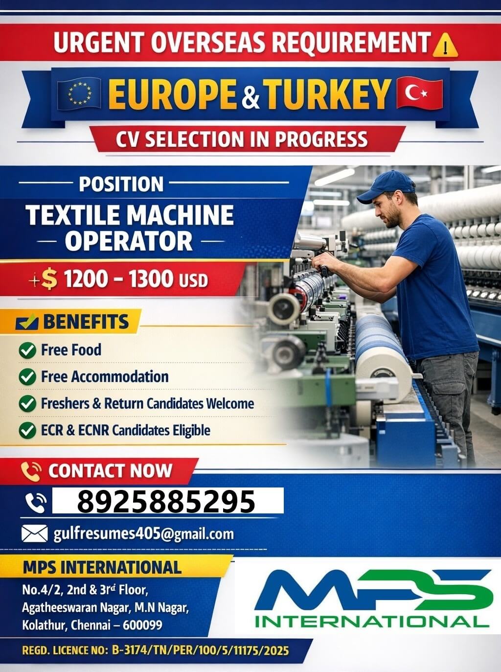 URGENT OVERSEAS REQUIREMENT EUROPE & TURKEY CV SELECTION
