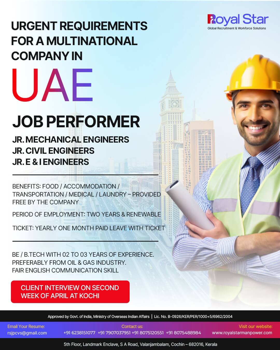 JOB PERFORMER - CIVIL / MECH / E & I ENGINEERS