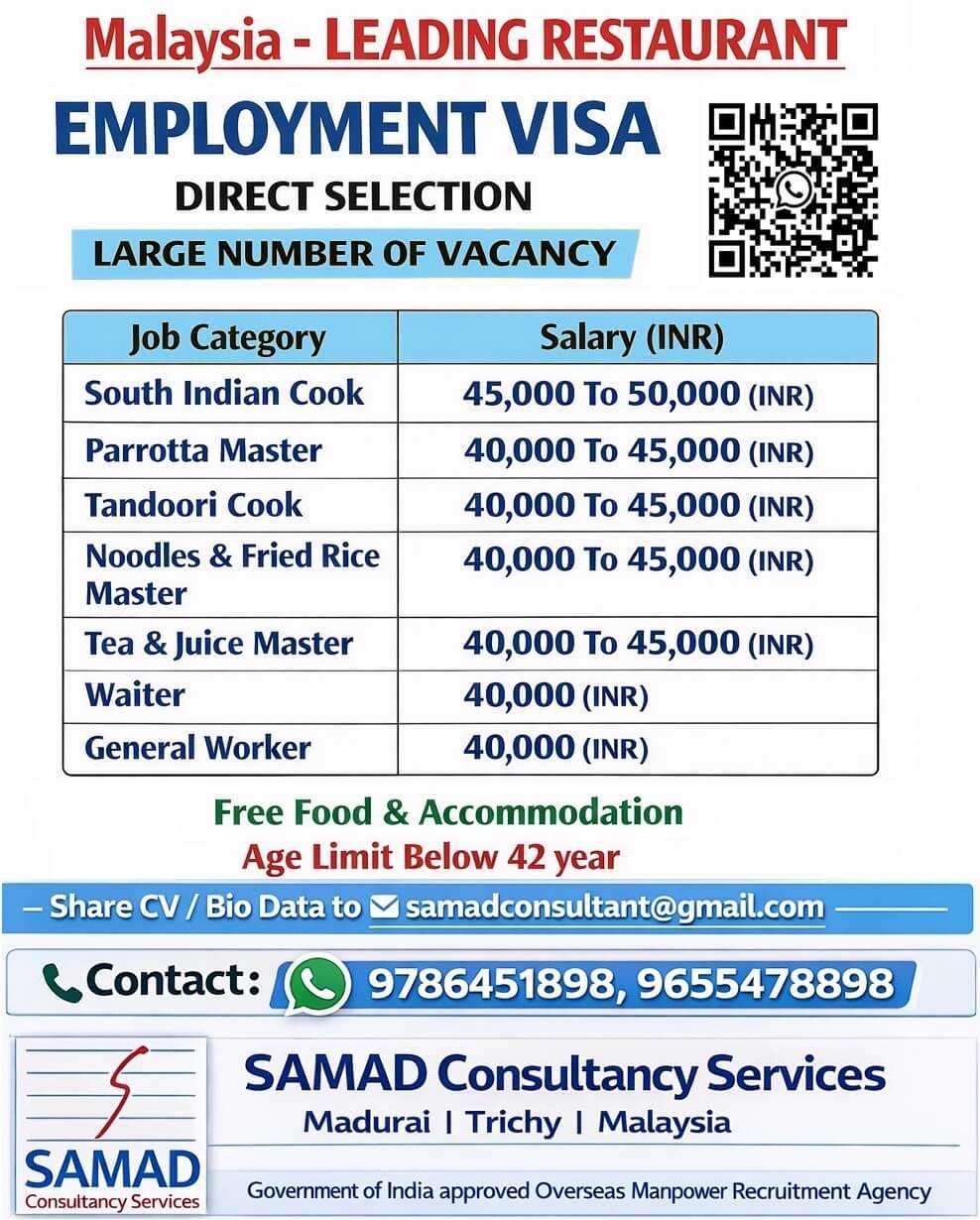 MALAYSIA - EMPLOYMENT VISA, LEADING RESTAURANT. DIRECT SELECTION.