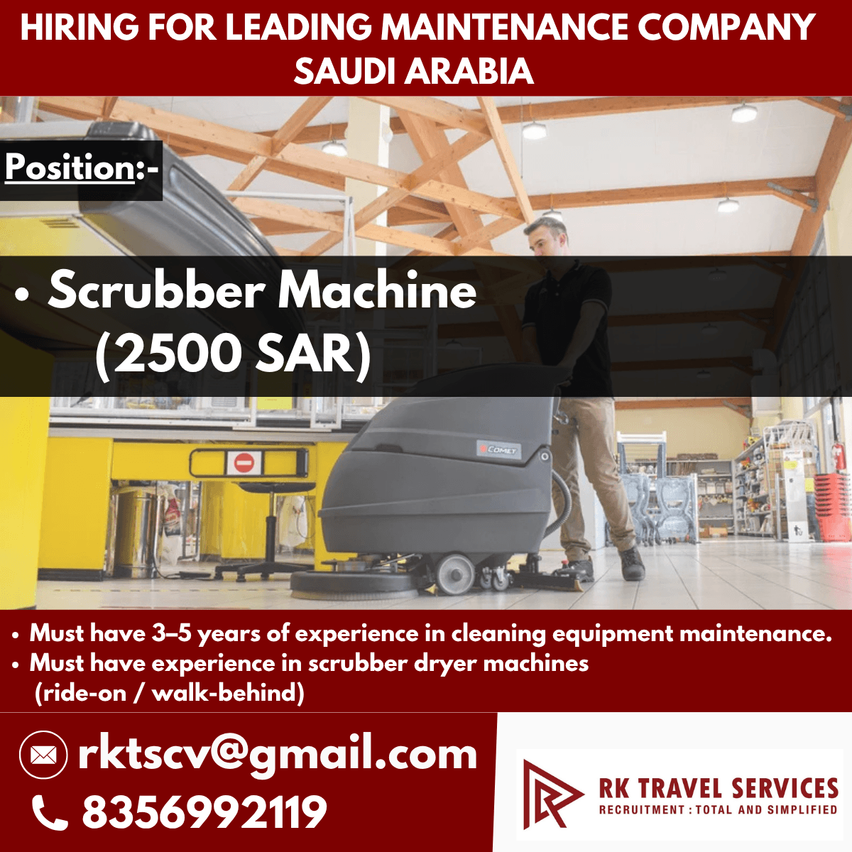 HIRING FOR LEADING MAINTENANCE COMPANY SAUDI ARABIA