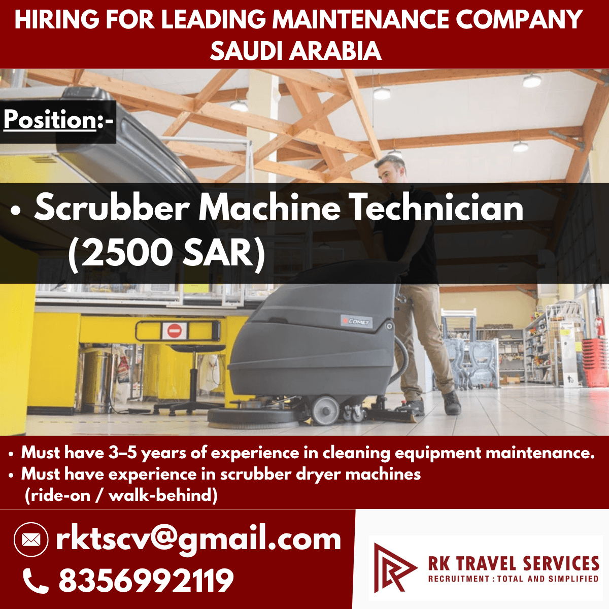 HIRING FOR LEADING MAINTENANCE COMPANY SAUDI ARABIA