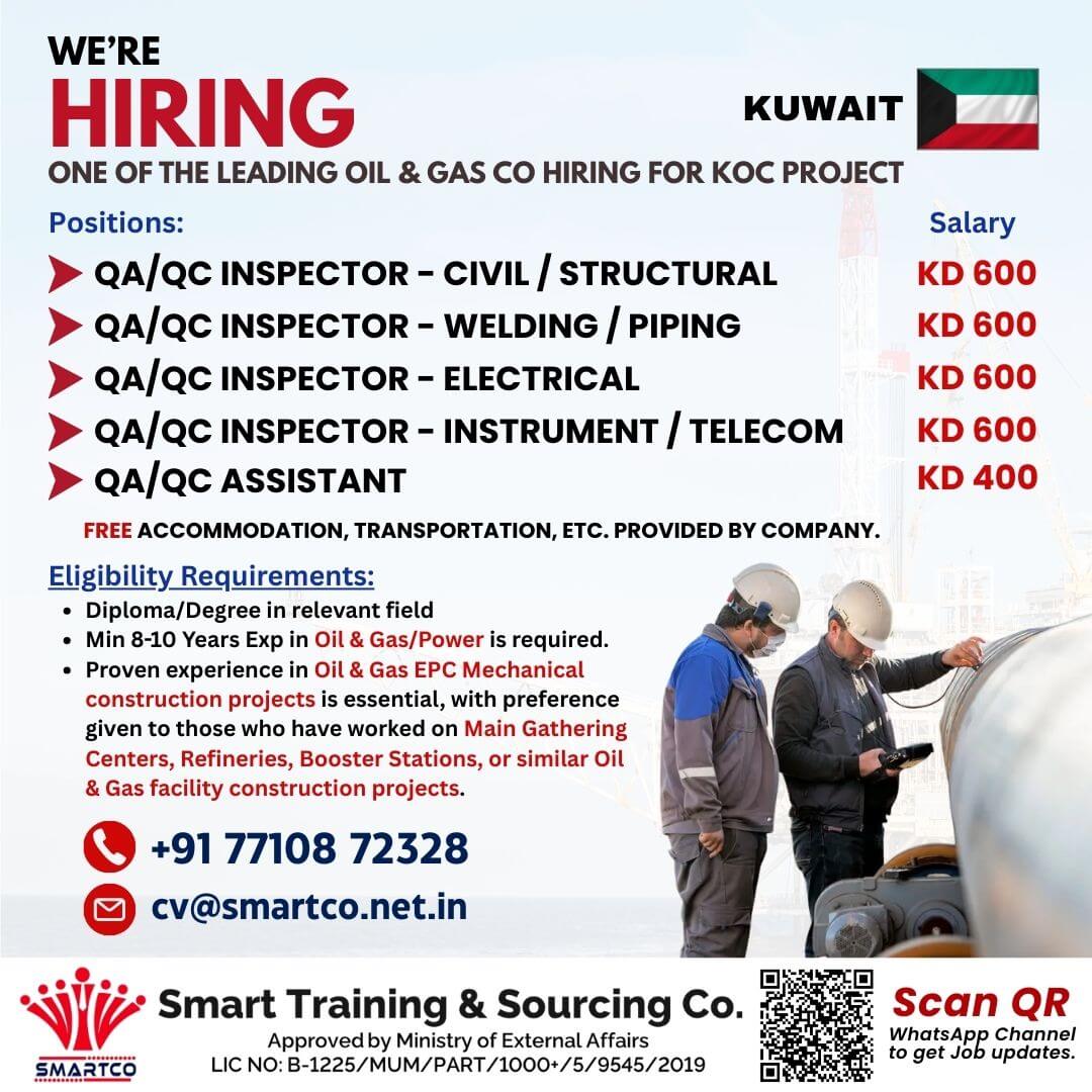 WE'RE HIRING KUWAIT ONE OF THE LEADING OIL & GAS CO HIRING FOR KOC PROJECT