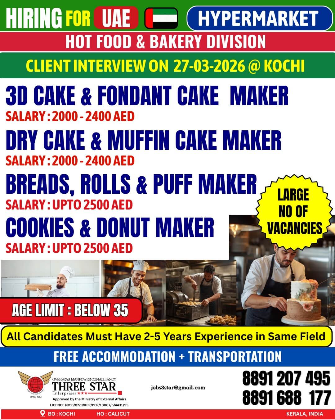 HIRING FOR DUBAI, UAE HYPERMARKET (HOT FOOD &  BAKERY DIVISION)
