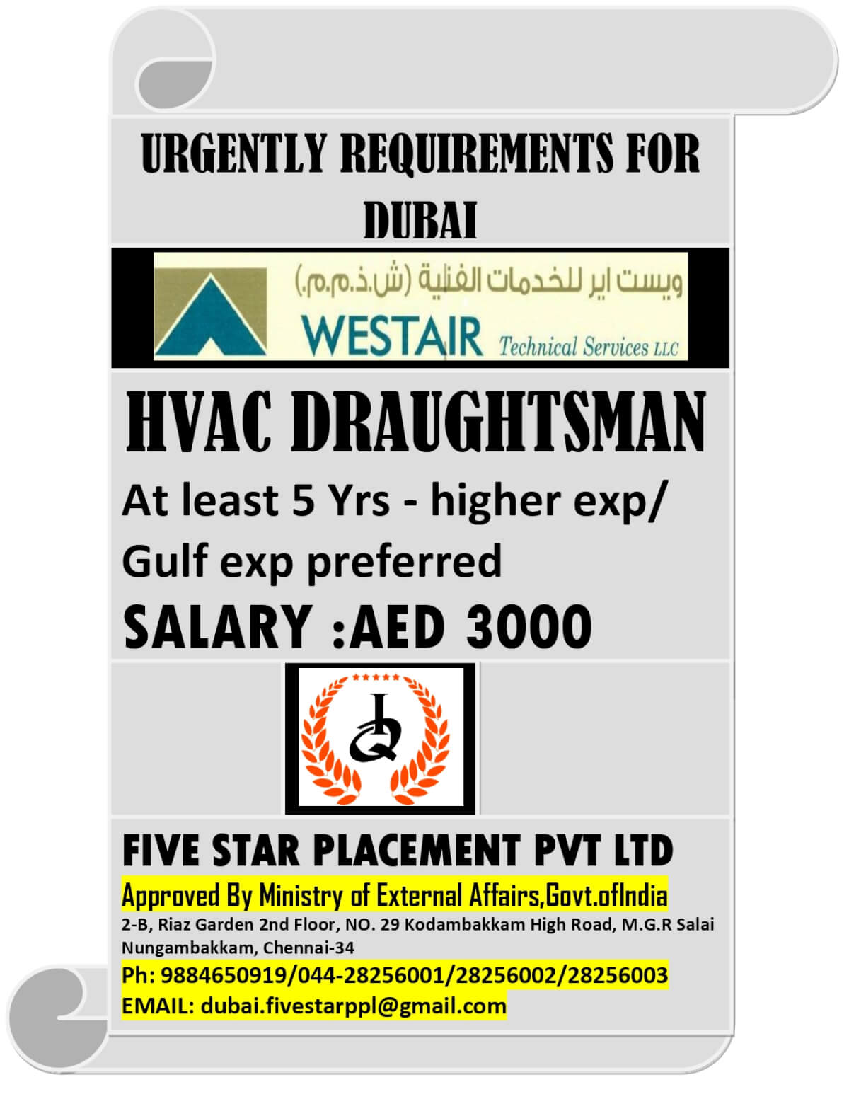 URGENT REQUIREMENT FOR DUBAI