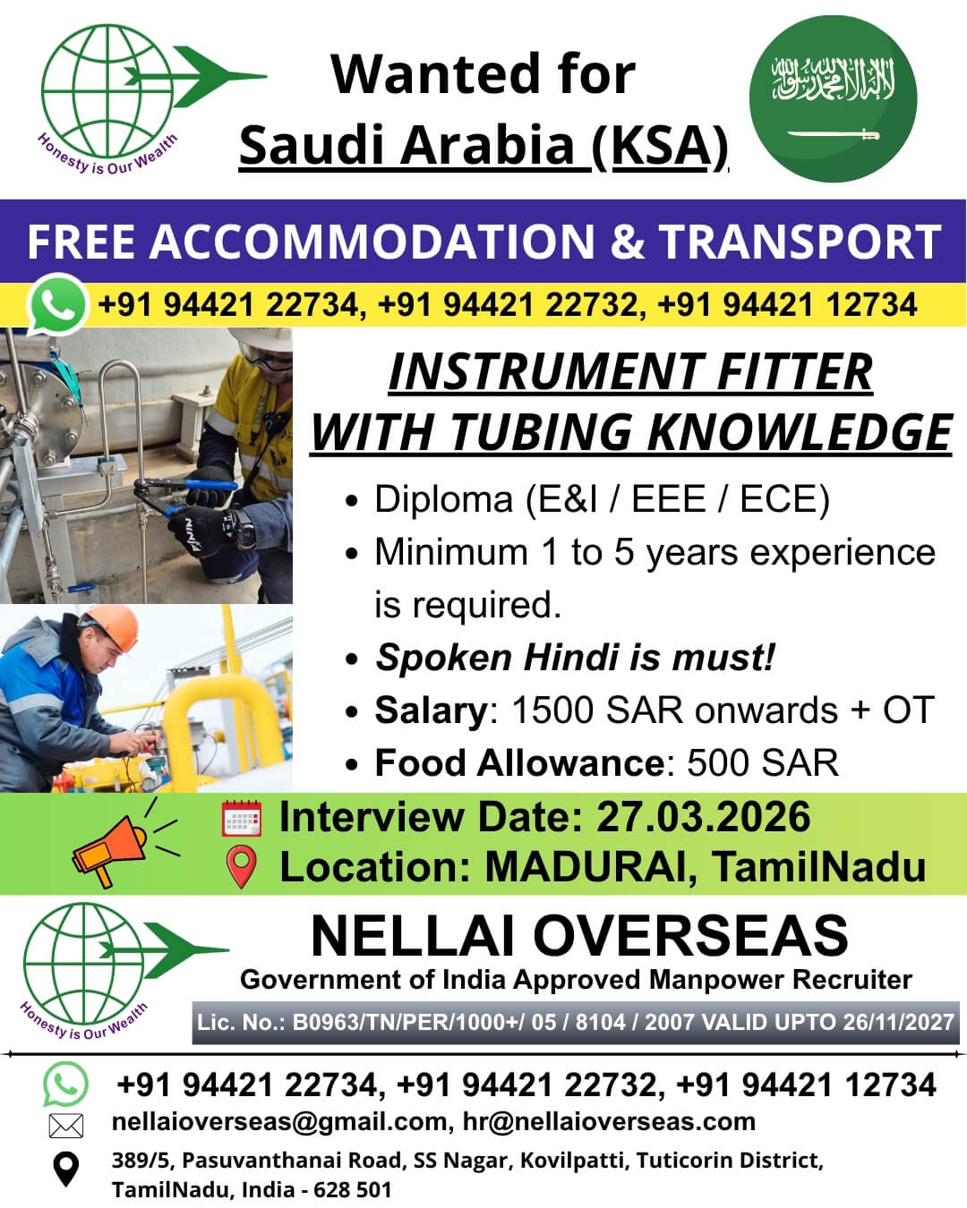 KSA - INTRUMENT FITTER with TUBING knowledge