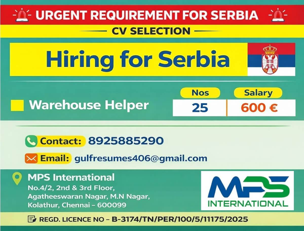URGENT REQUIREMENT FOR SERBIA  CV SELECTION