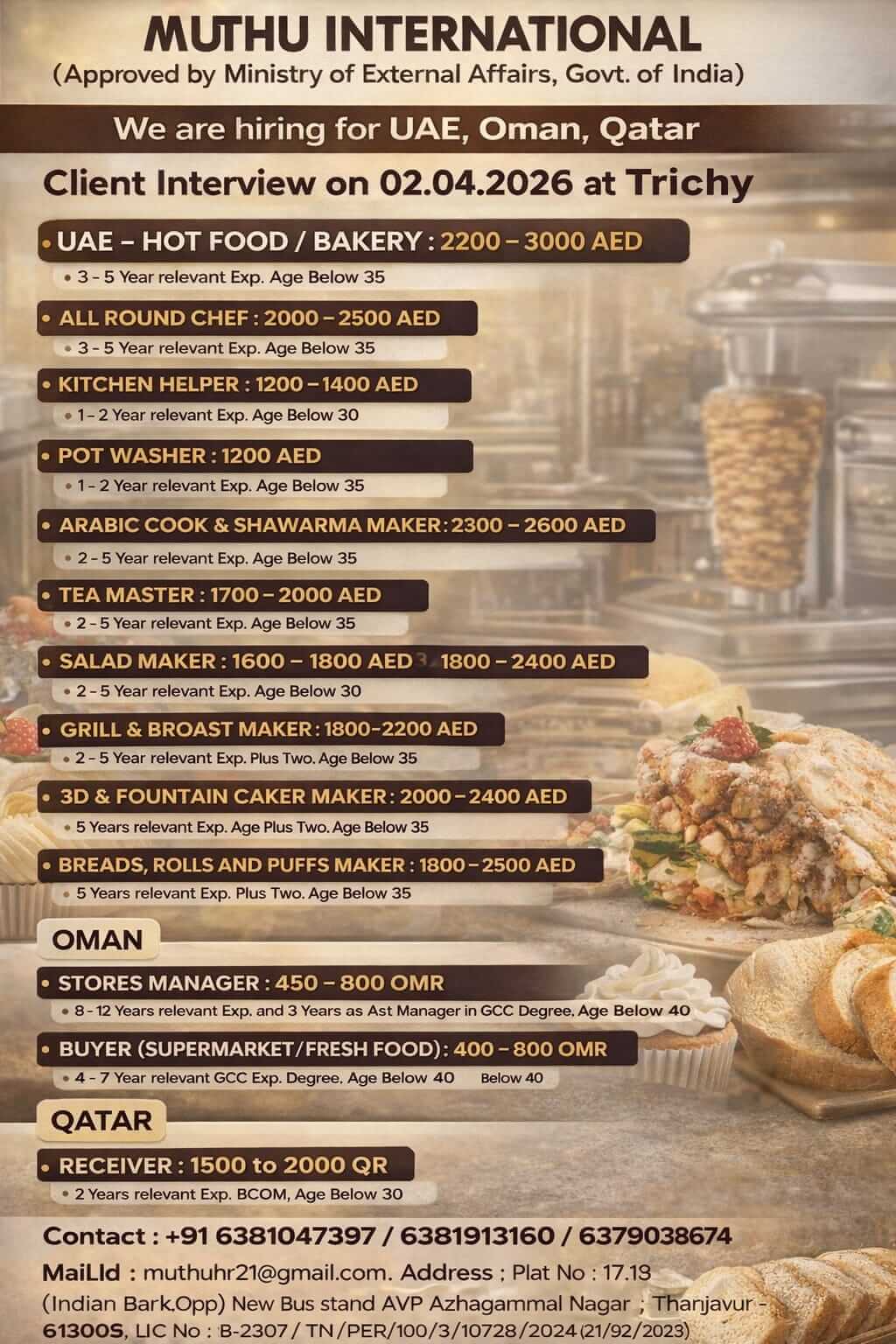 Wanted for Oman,Qatar,UAE