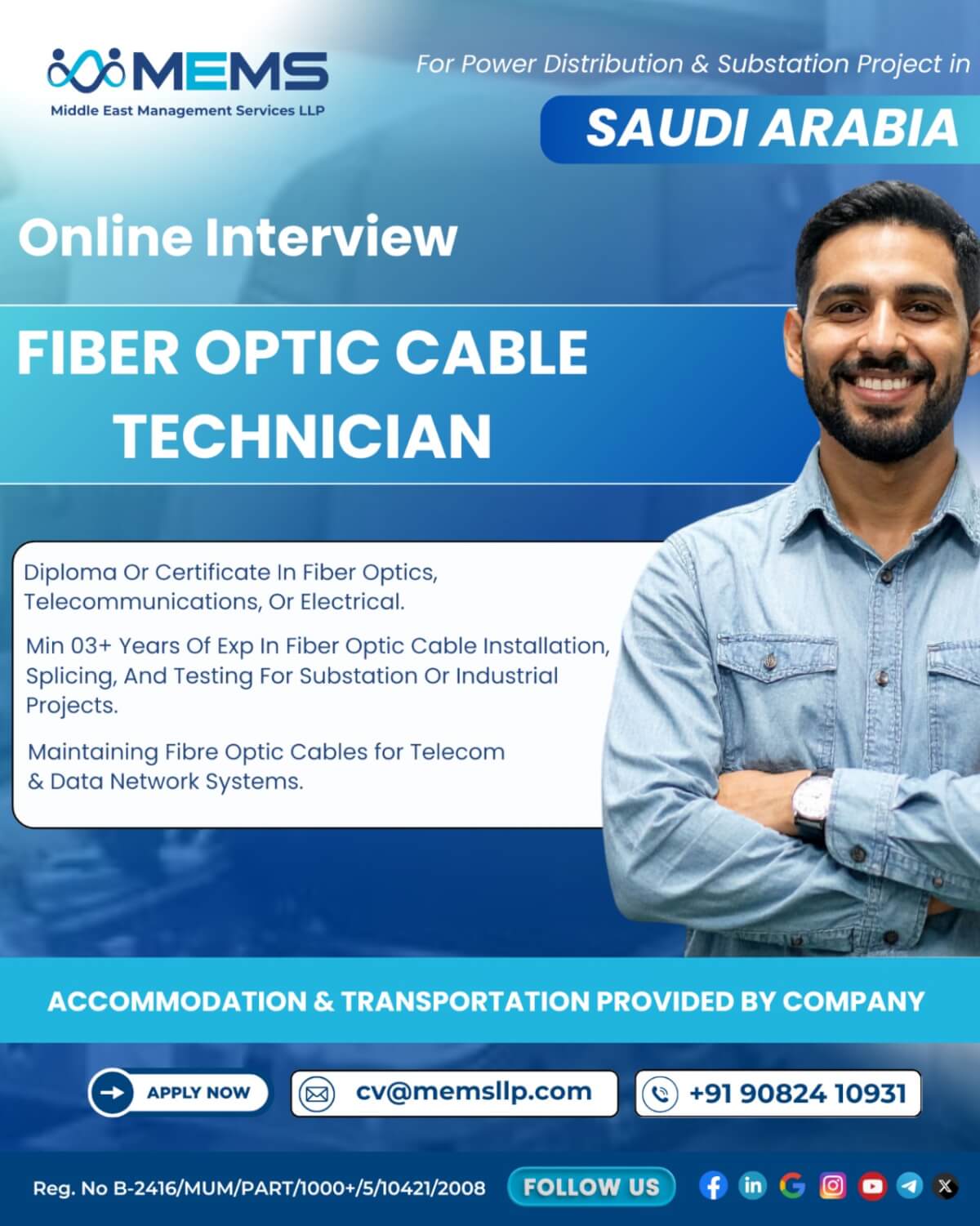 We are hiring for Power Distribution & Substation Project in Saudi Arabia We are hiring for Power Distribution & Substation Project in Saudi Arabia