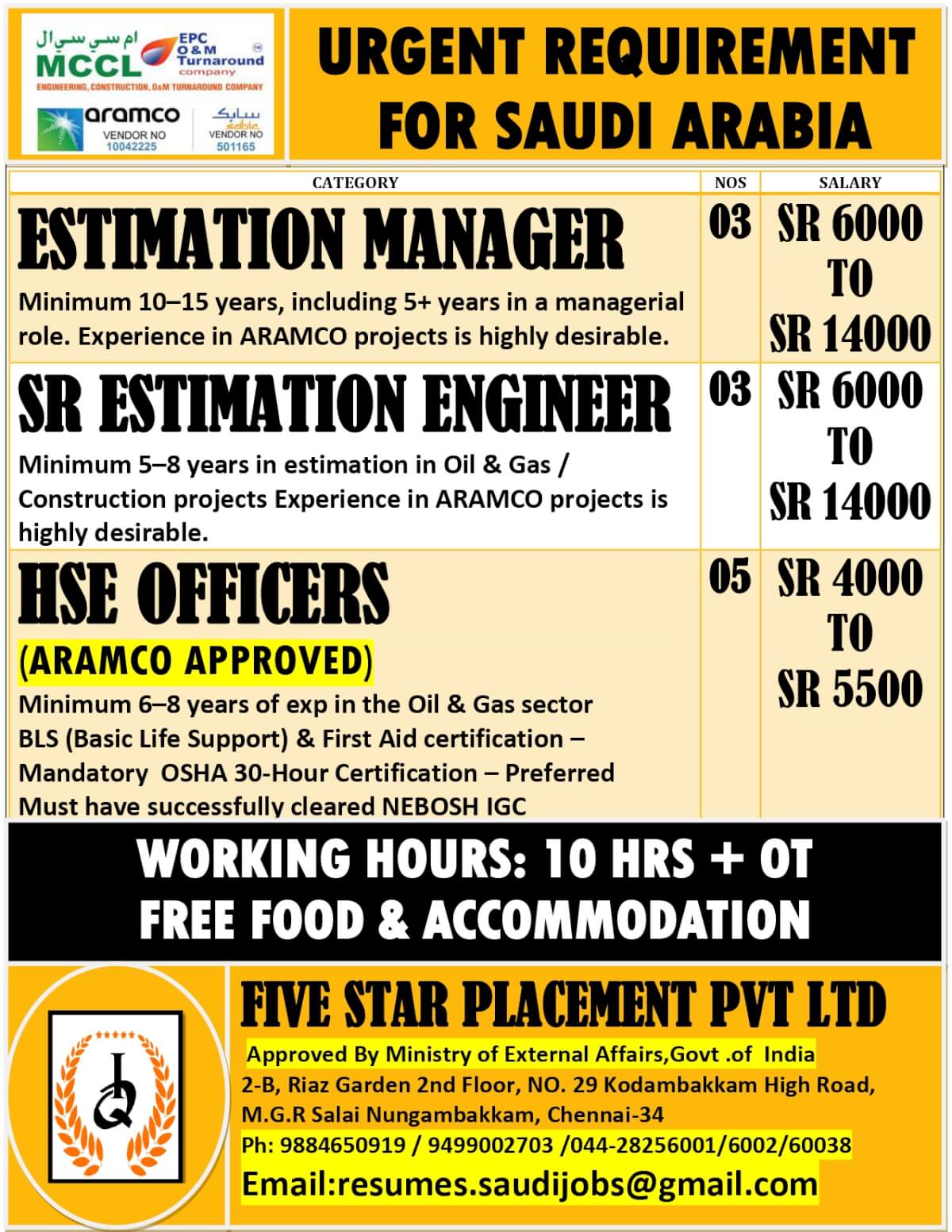 URGENT REQUIREMENT FOR SAUDI ARABIA URGENT REQUIREMENT FOR SAUDI ARABIA