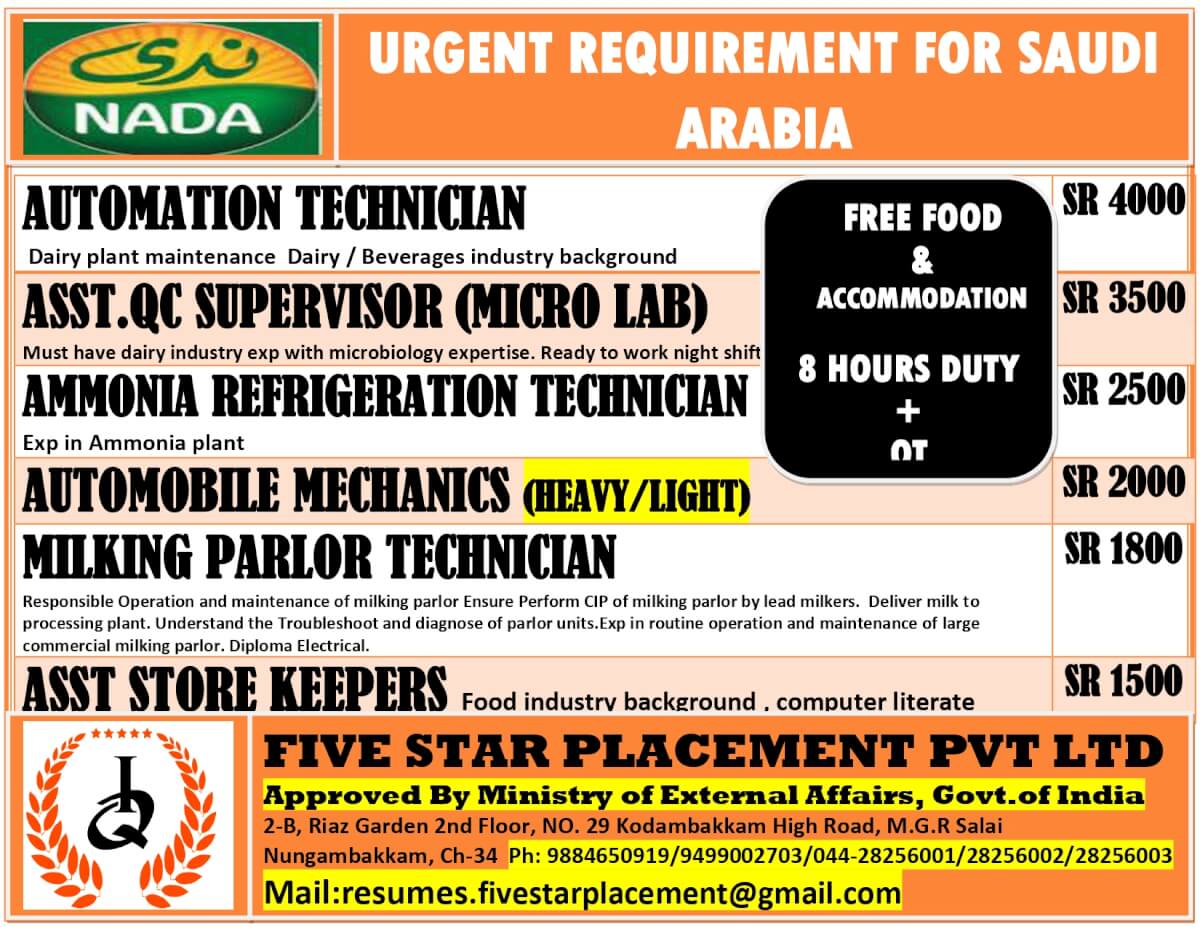 URGENT REQUIREMENT FOR SAUDI ARABIA URGENT REQUIREMENT FOR SAUDI ARABIA