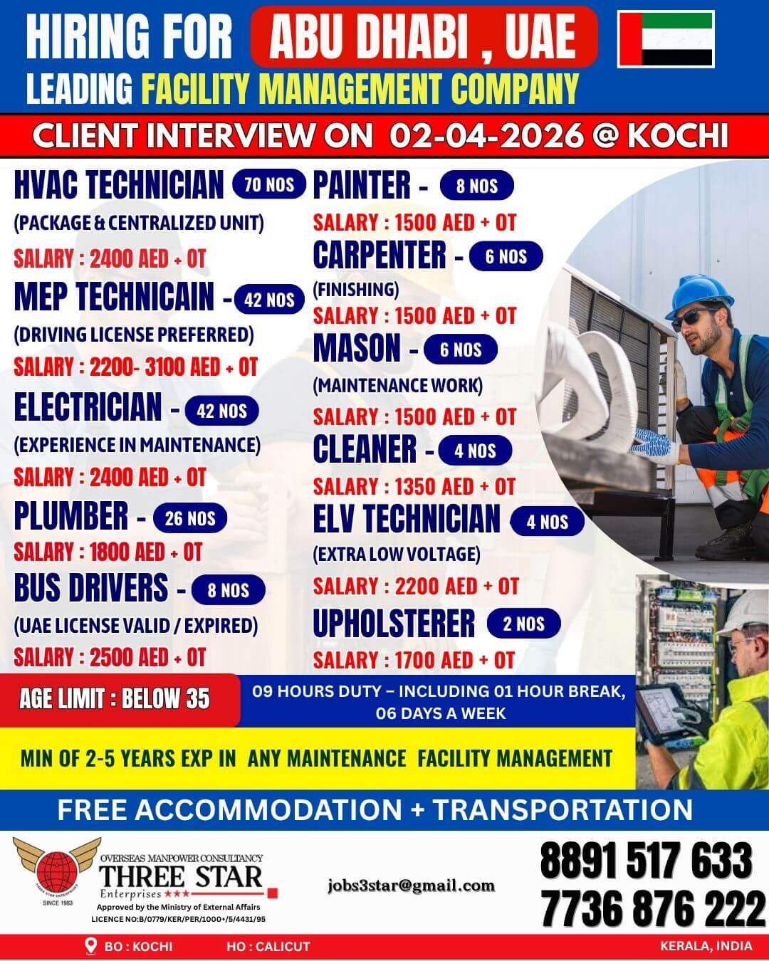 HIRING FOR DUBAI, facility management company in UAE