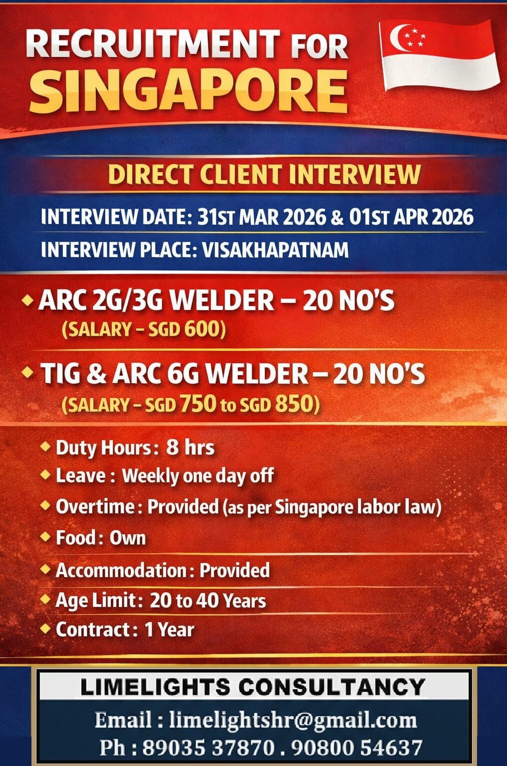 Wanted for Singapore