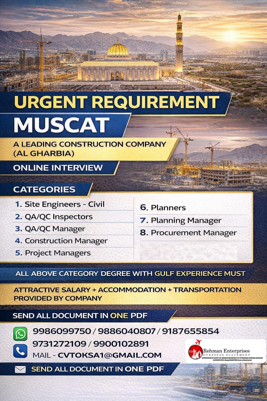 URGENT REQUIREMENT FOR OMAN URGENT REQUIREMENT FOR OMAN