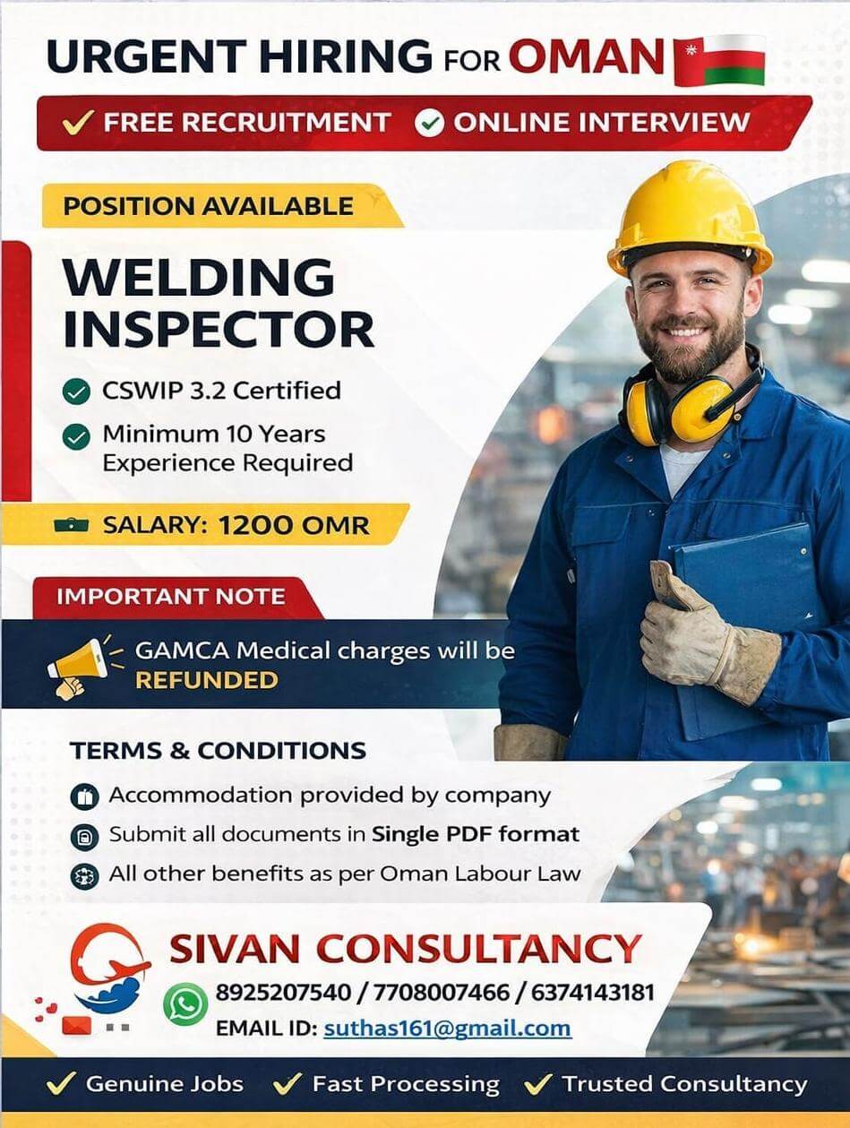 FREE RECRUITMENT FOR OMAN - ONLINE INTERVIEW