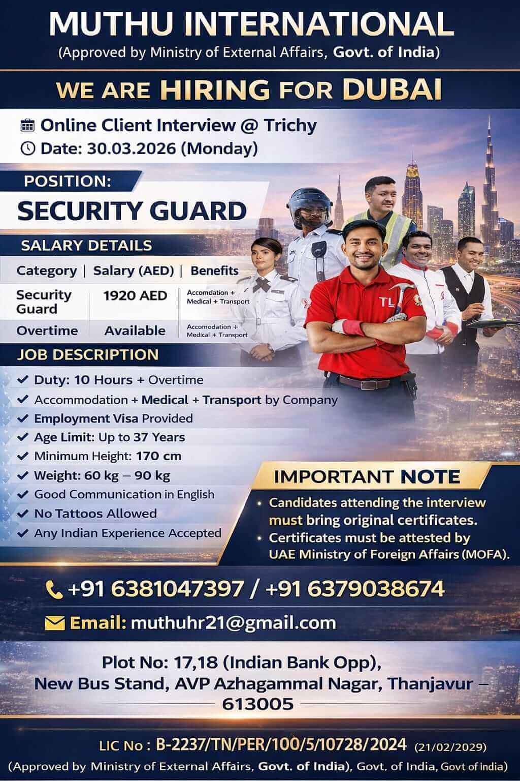 WANTED FOR DUBAI WANTED FOR DUBAI