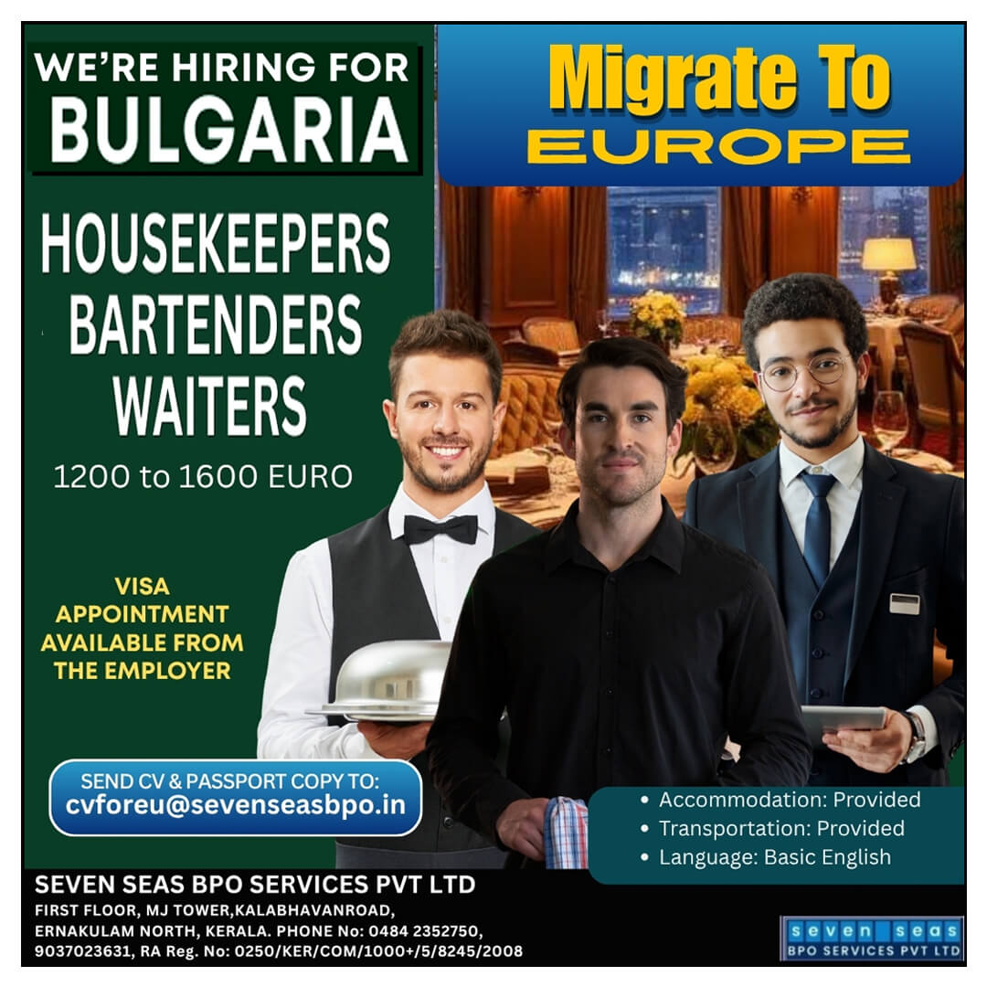 Urgent Vacancies in BULGARIA (Schengen country) Urgent Vacancies in BULGARIA (Schengen country)