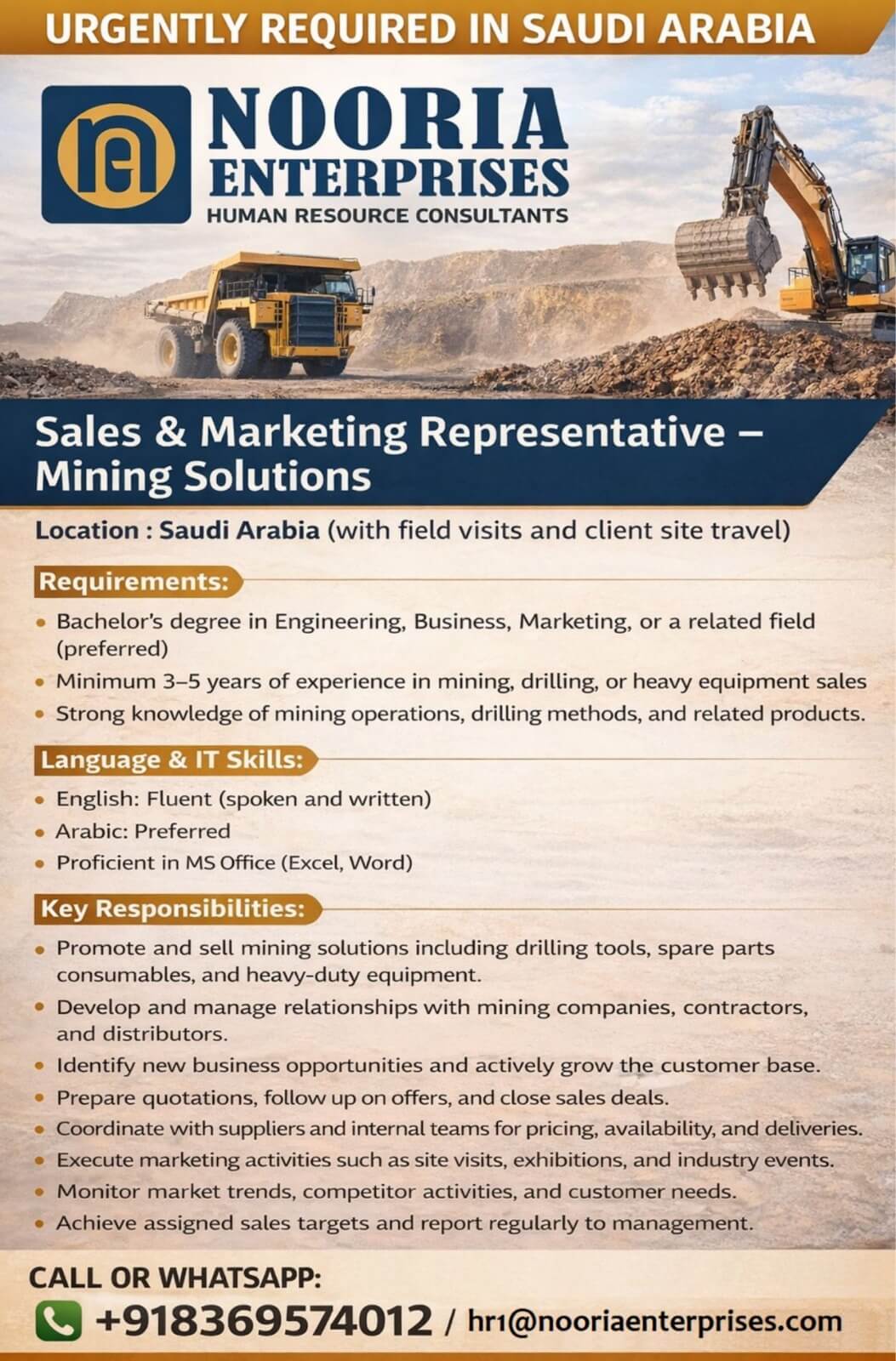 Sales & Marketing Representative – Mining Solutions Sales & Marketing Representative – Mining Solutions