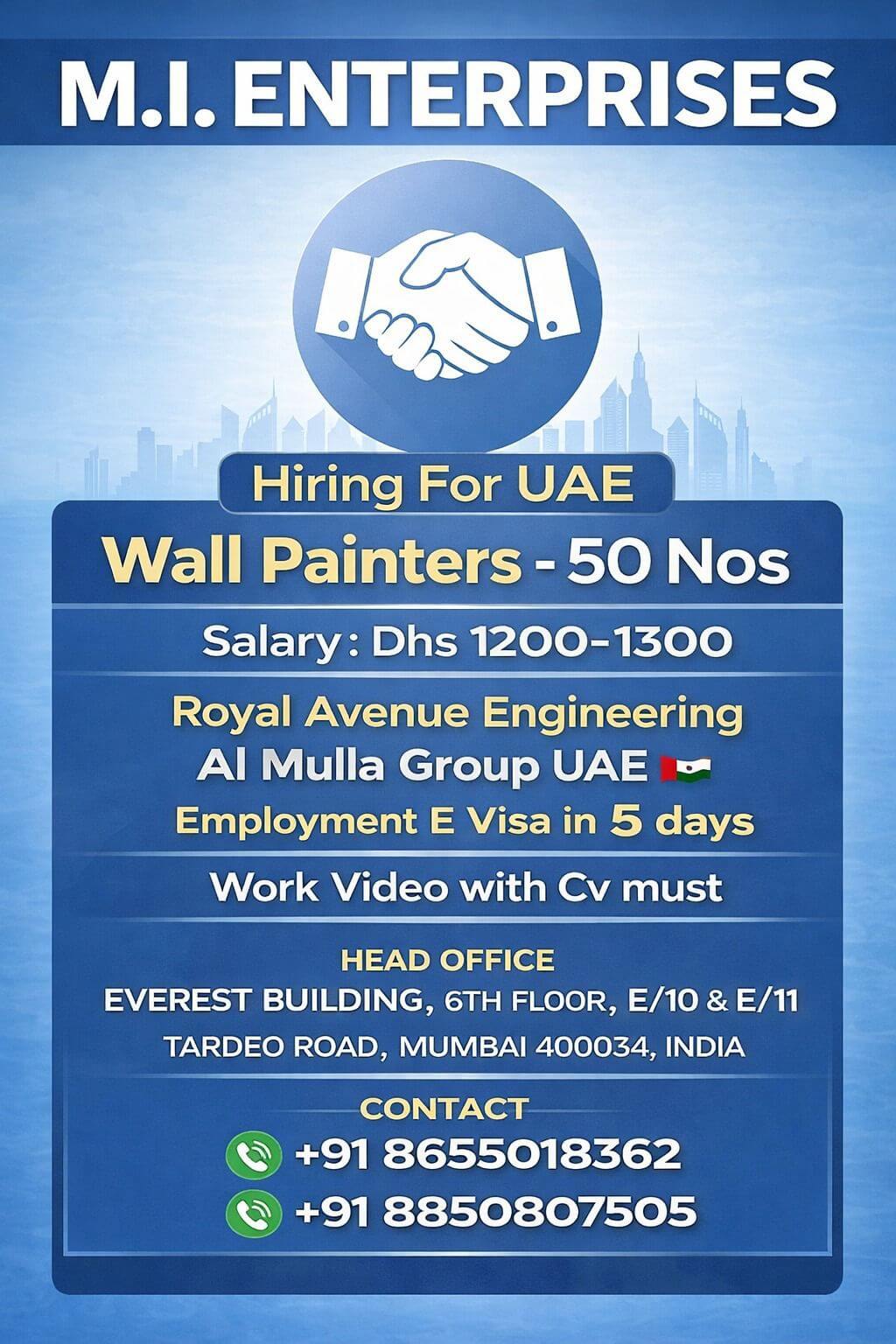 M.I. ENTERPRISES  Hiring For UAE