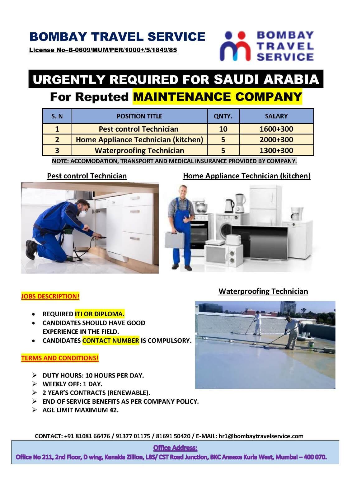 Urgently Required for ksa reputed co.