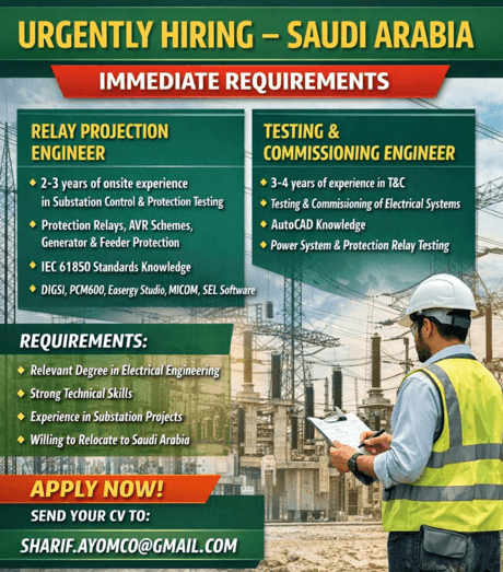 Relay Projection Engineer  & Testing and Comissioning Engineer