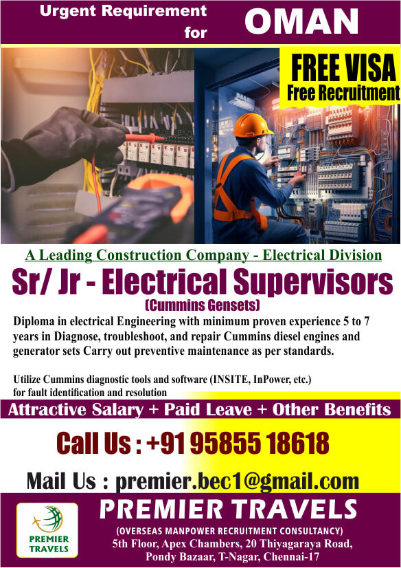 Supervisor Electrical - (Cummins Gensets) Supervisor Electrical - (Cummins Gensets)
