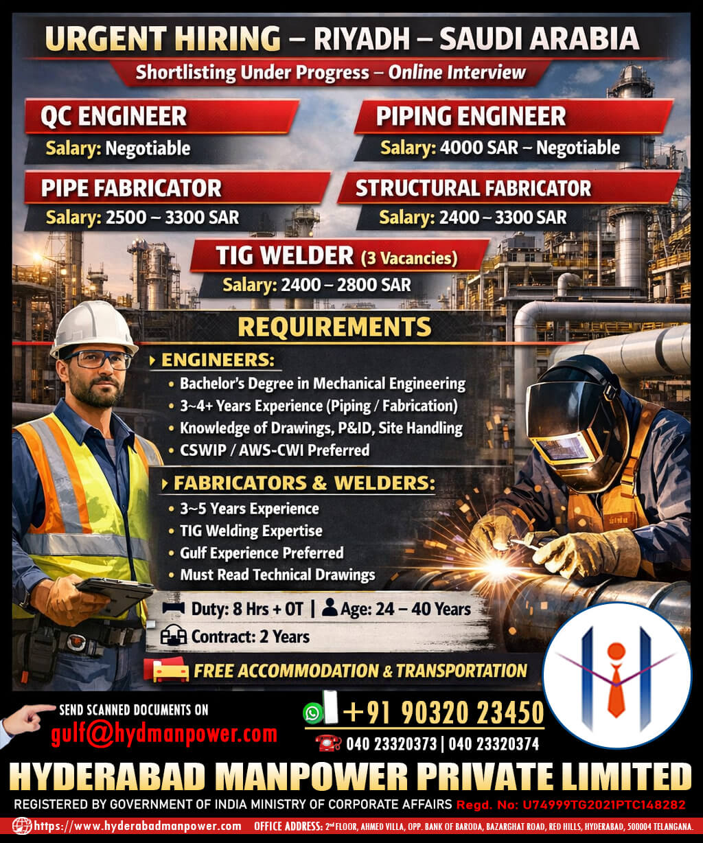 Hiring for Saudi Arabia Hiring for Saudi Arabia