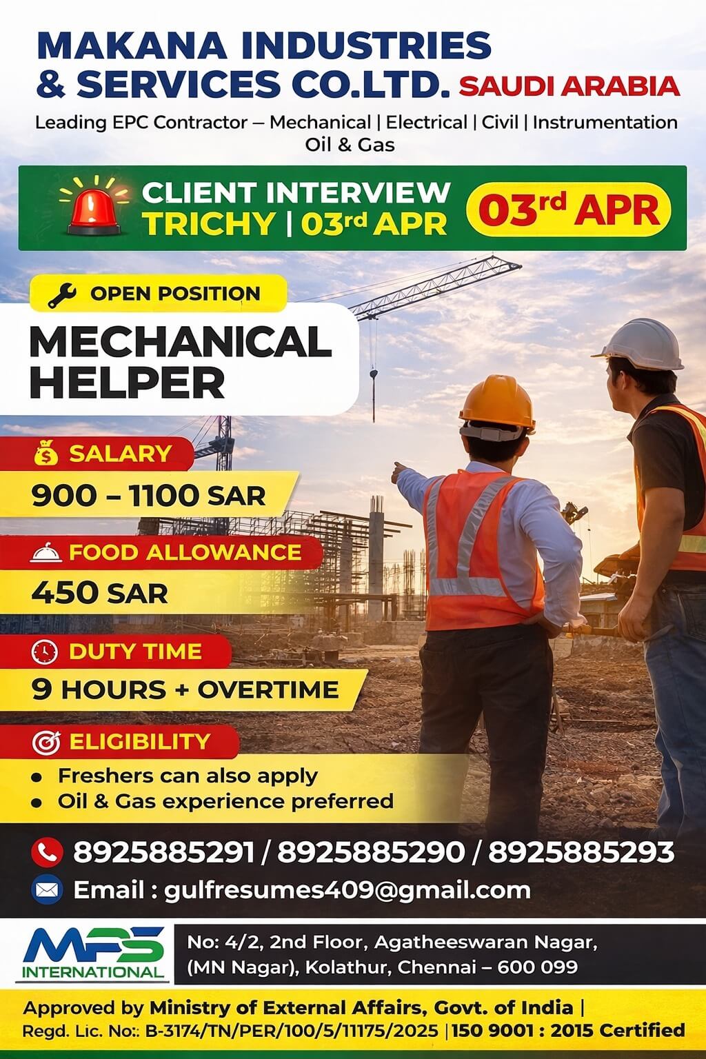 MAKANA INDUSTRIES & SERVICES CO. LTD. SAUDI ARABIA CLIENT INTERVIEW – TRICHY | 03rd APR