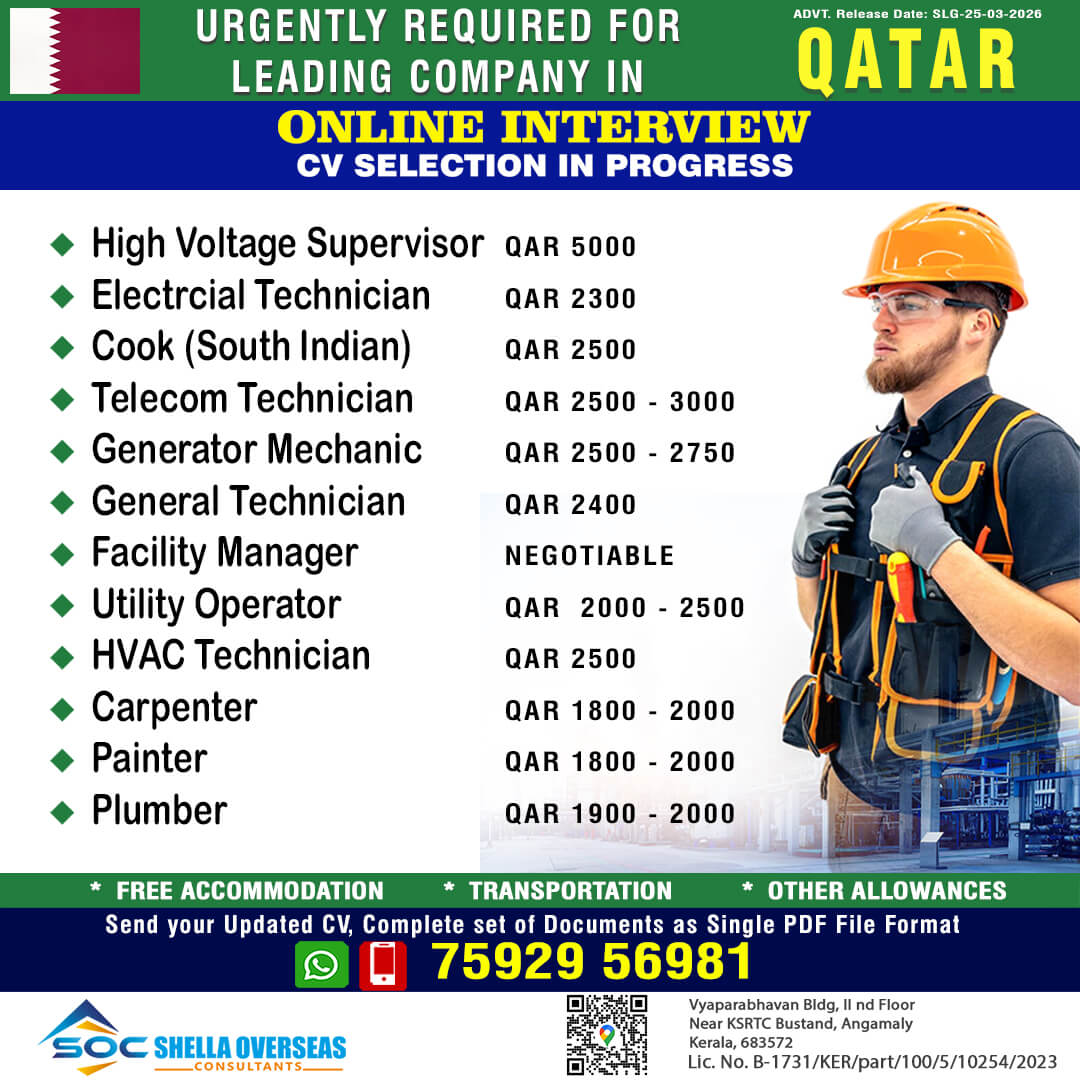 Operators, Supervisors, Mechanics Qatar Operators, Supervisors, Mechanics Qatar
