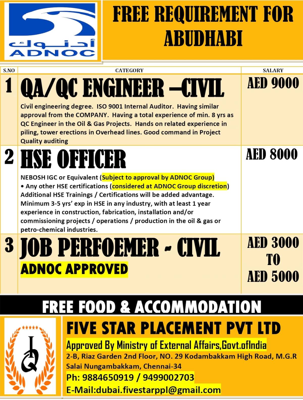 FREE REQUIREMENT FOR ABUDHABI FREE REQUIREMENT FOR ABUDHABI