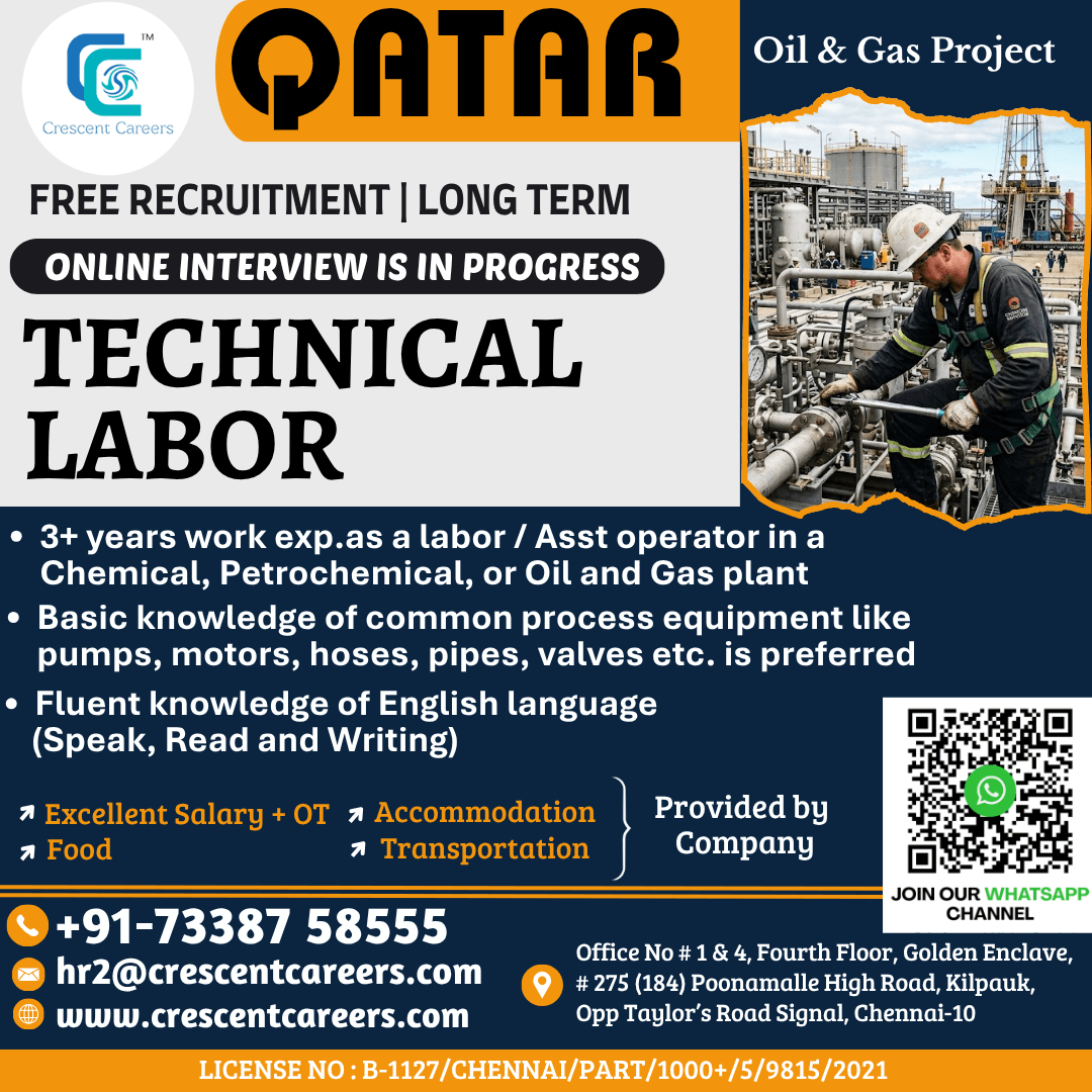 FREE RECRUITMENT-TECHNICAL LABOR
