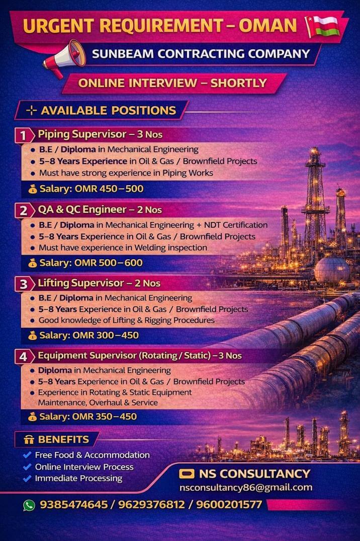 LEADING SUNBEAM CONTRACTING COMPANY REQUIREMENT OMAN