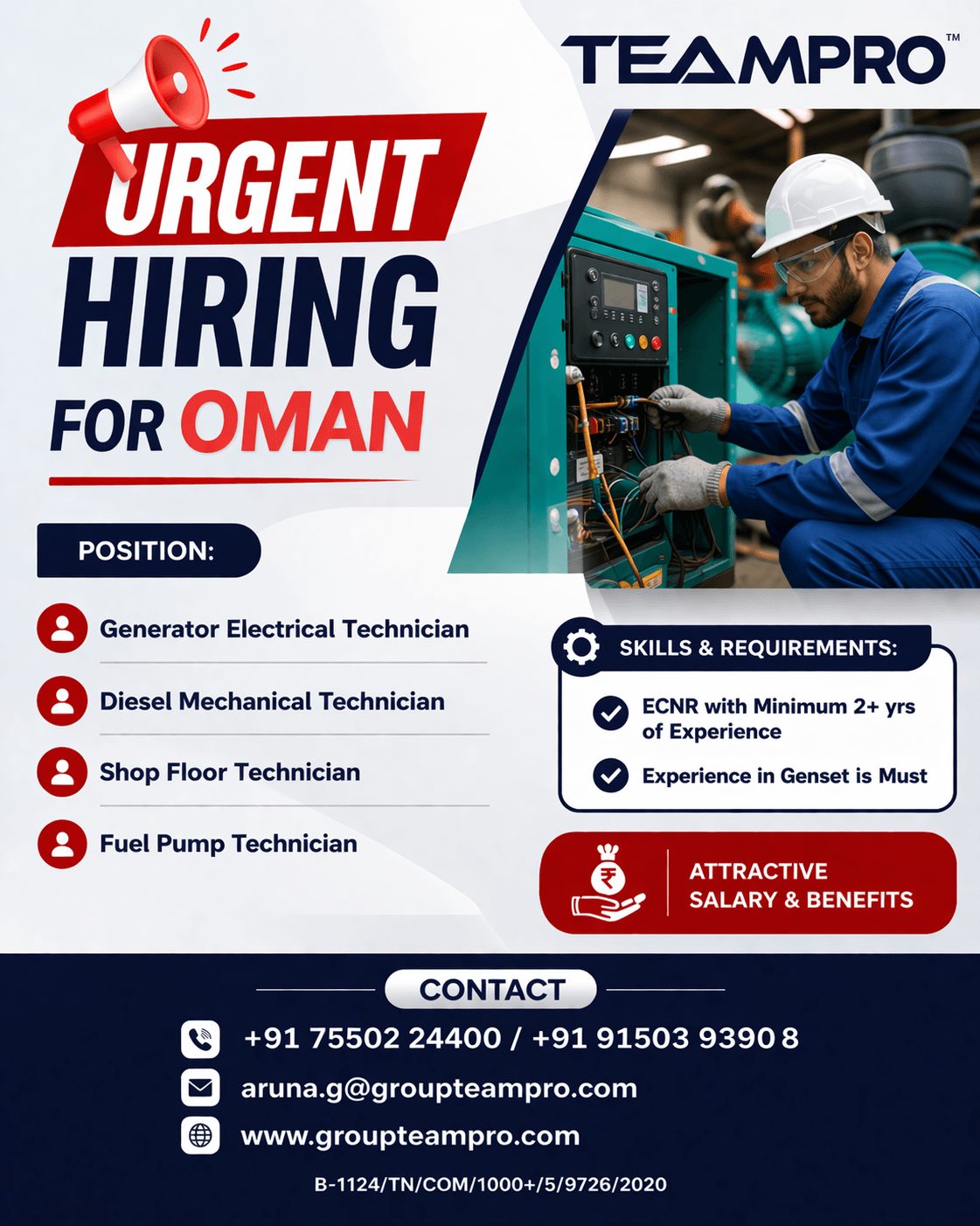 ? Urgent Hiring – Technicians | Oman  We are hiring skilled technicians for a reputed project in Oman.