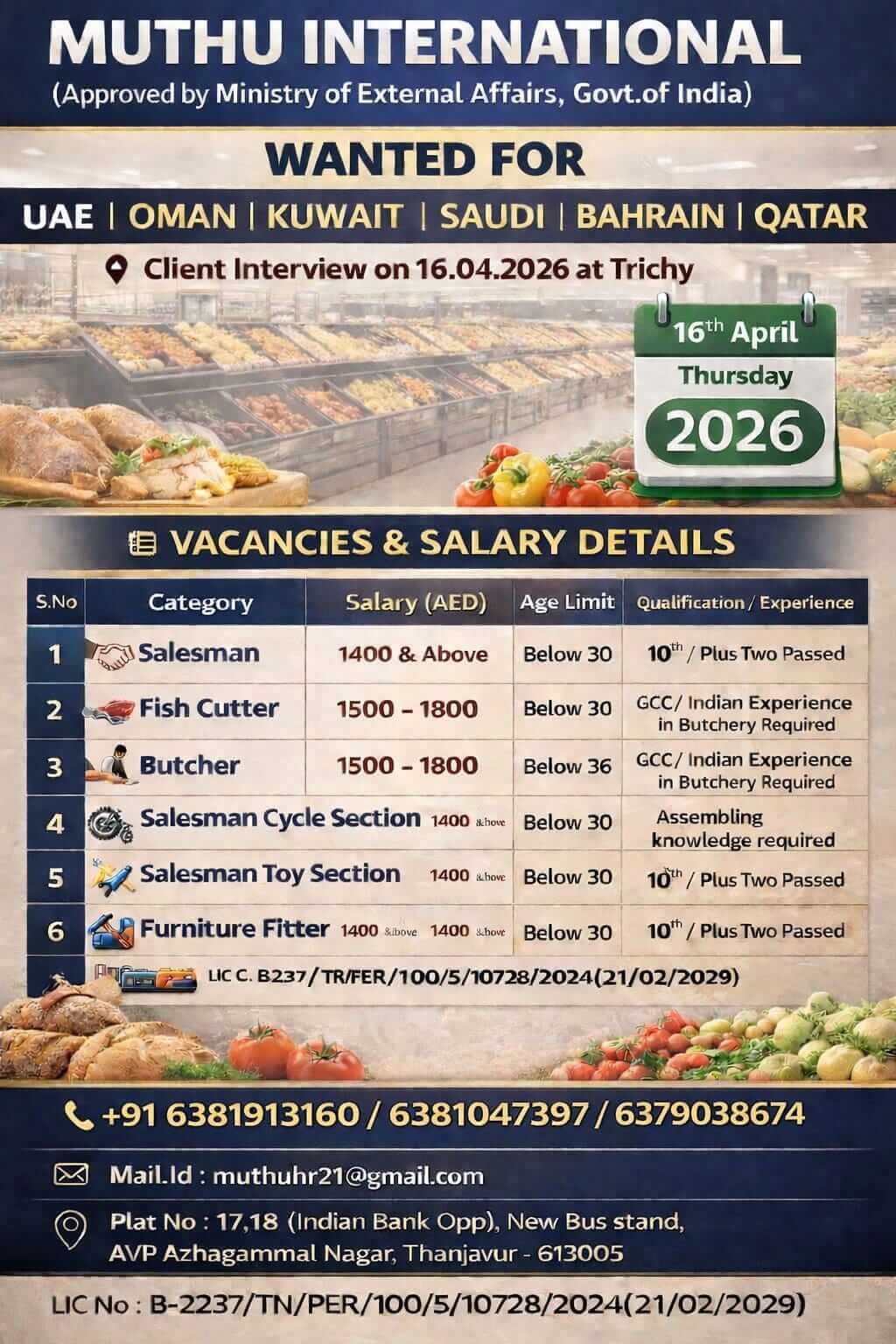 WANTED FOR MIDDLE EAST COUNTRYS