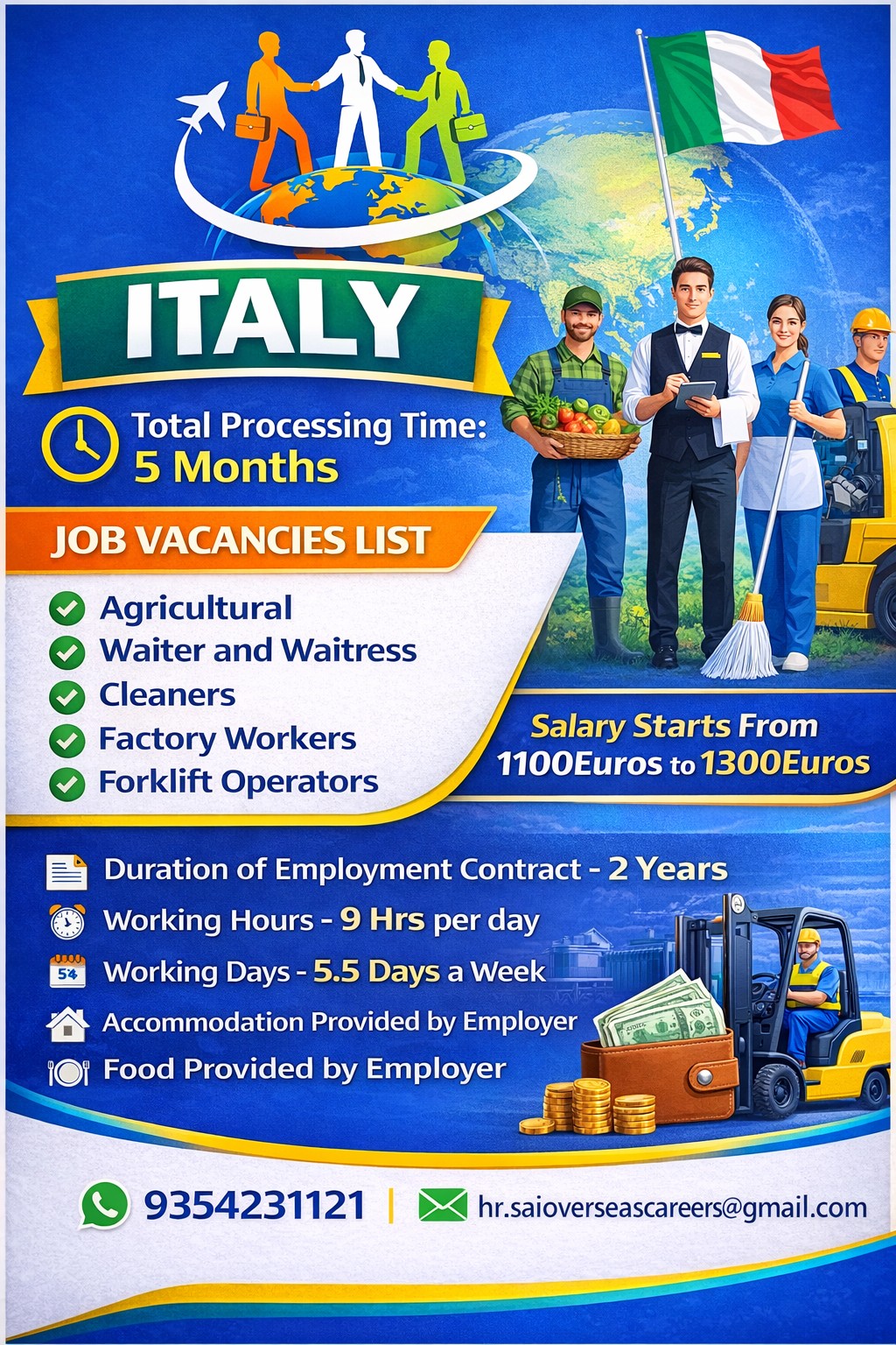 URGENT HIRING FOR MULTIPLE PROFESSIONAL IN ITALY