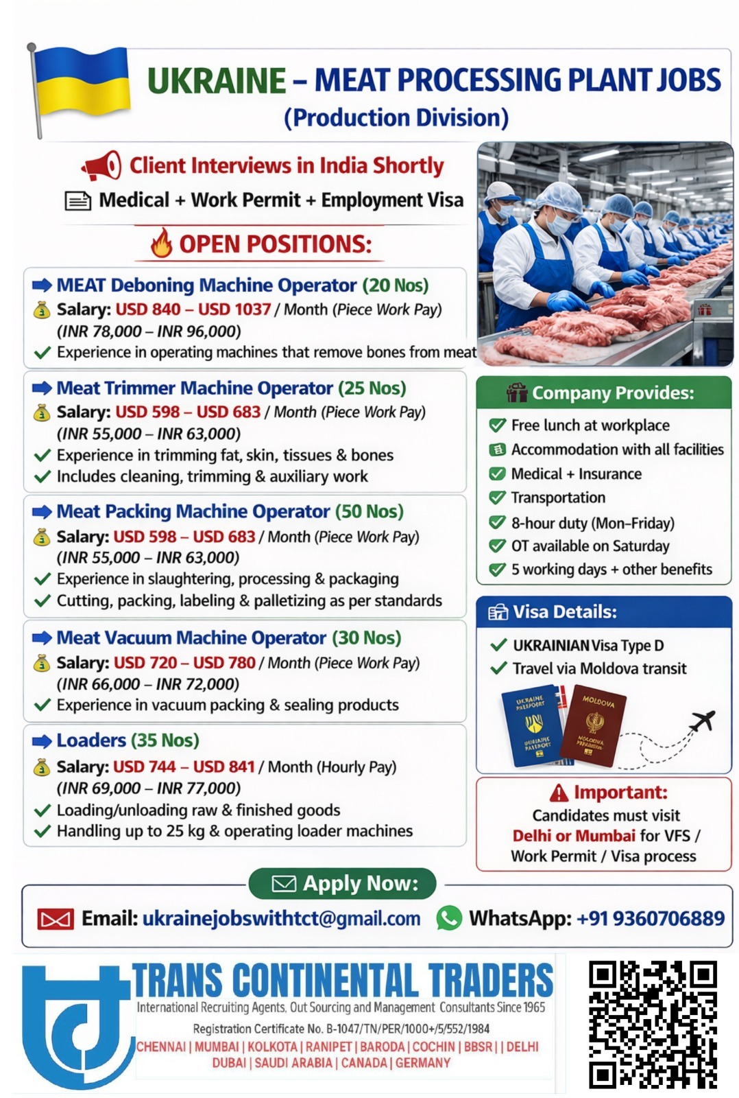 HIRING FOR UKRAINE MEAT PROCESSING PLANT JOBS