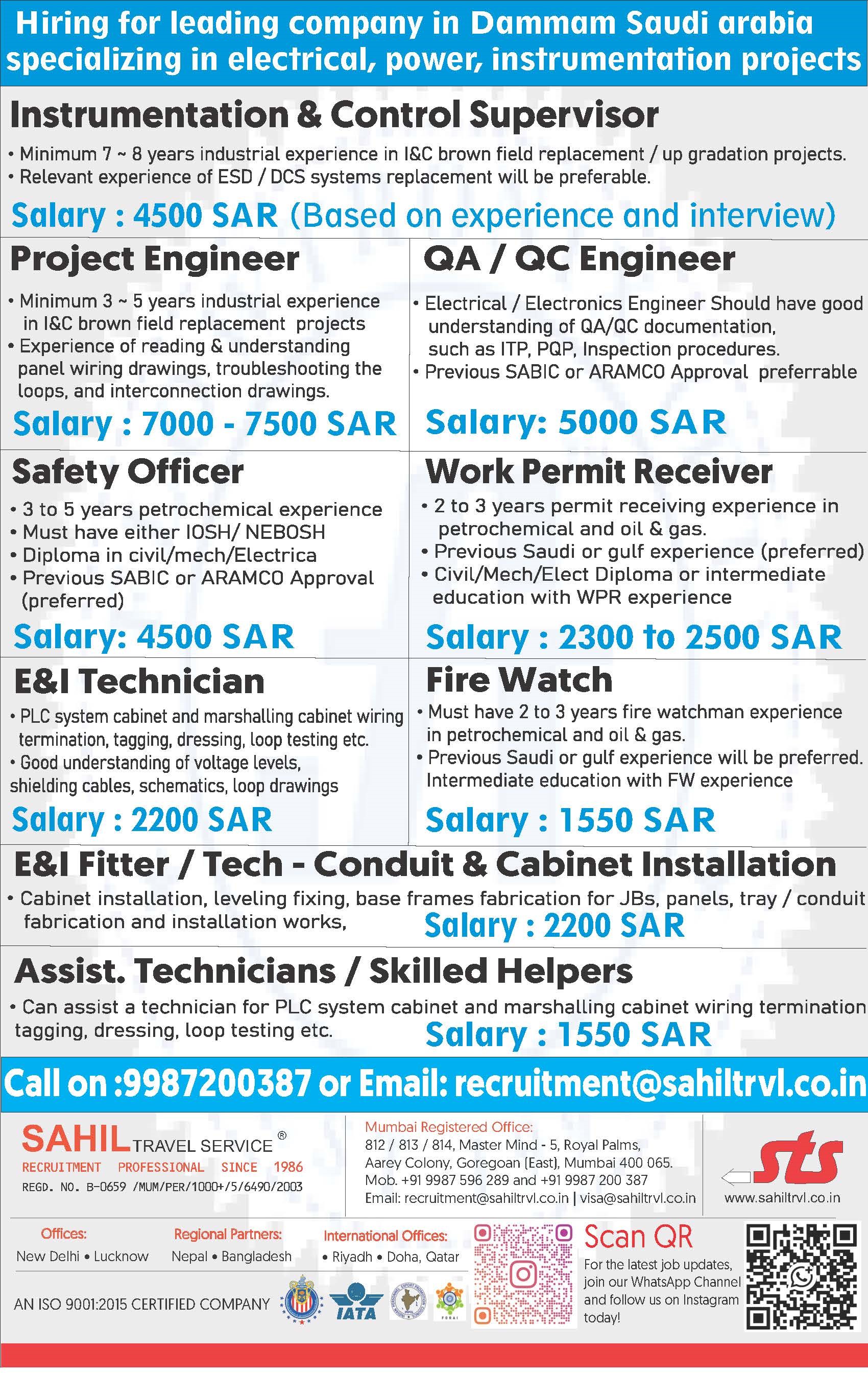 Hiring for Saudi Arabia – Manufacturing & Services company