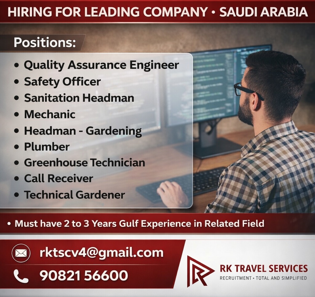 Hiring For Leading Company - Saudi Arabia