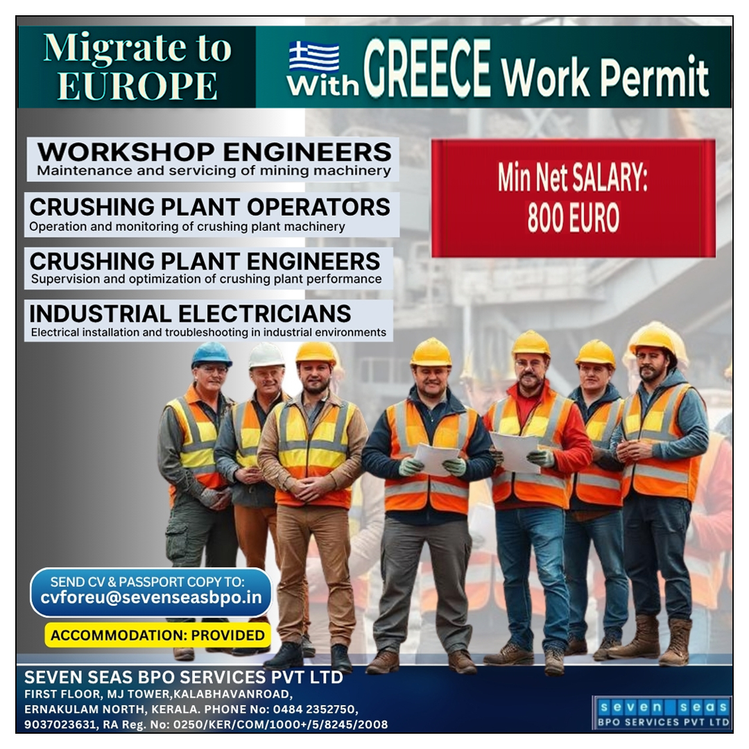 Urgent Vacancies in GREECE (Schengen country)