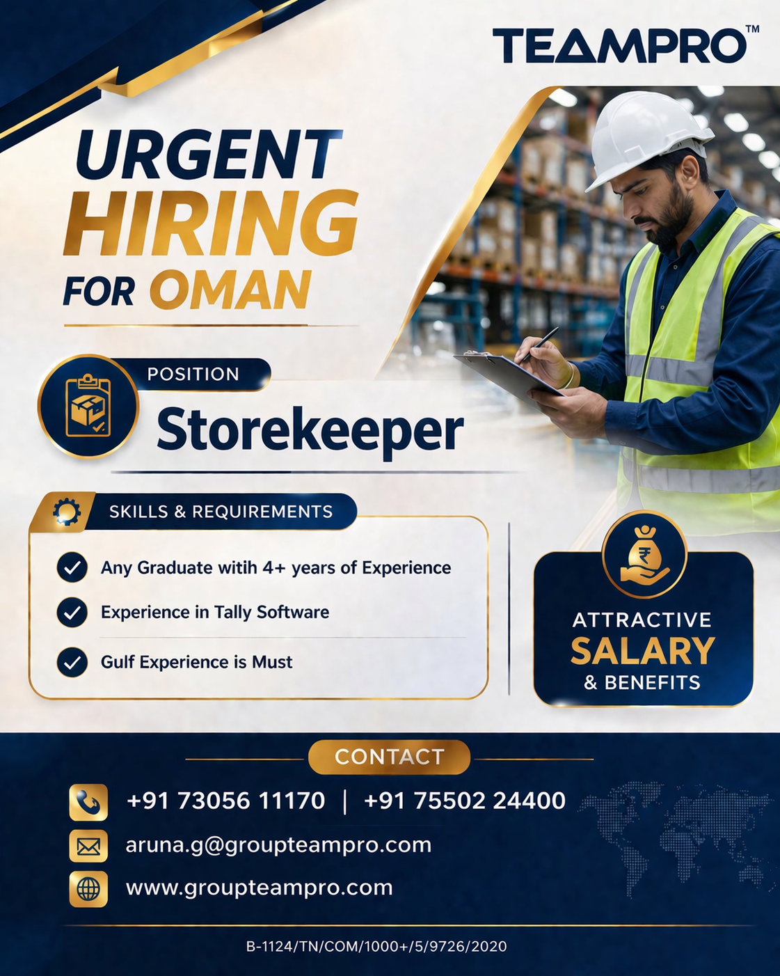 ? Urgent Hiring – Storekeeper | Oman